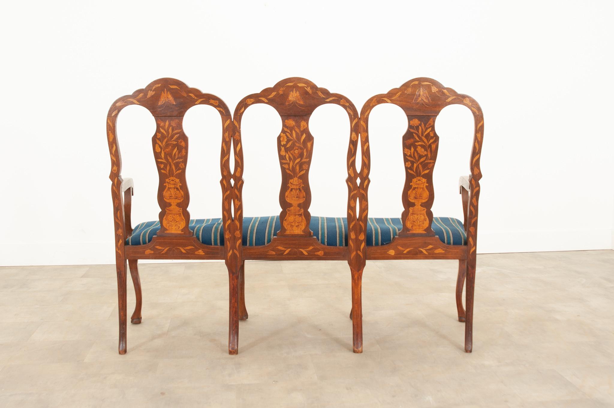 Dutch 18th Century Marquetry Settee For Sale 13