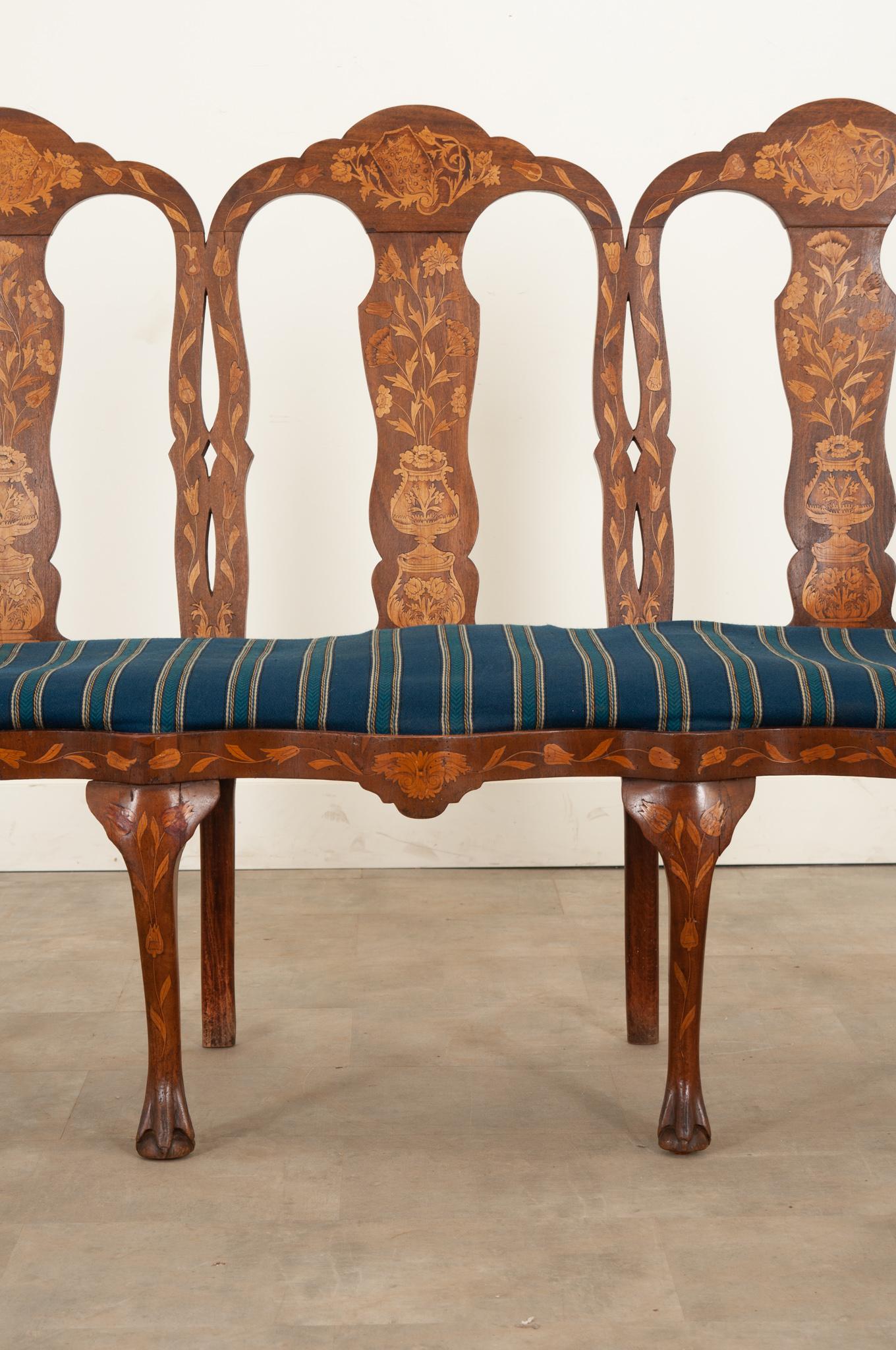 18th Century and Earlier Dutch 18th Century Marquetry Settee For Sale