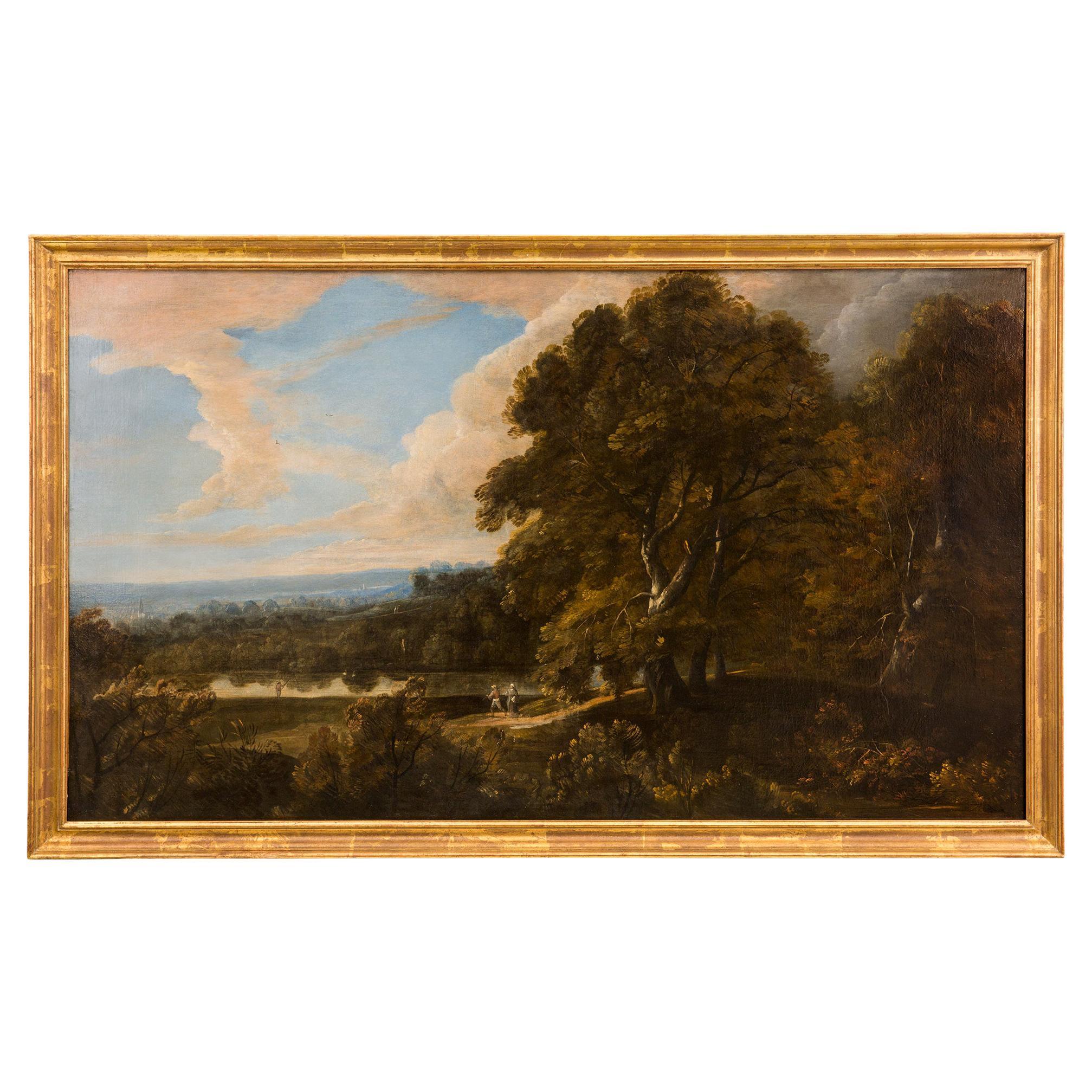 Dutch 18th Century Oil on Canvas Painting in a Giltwood Frame