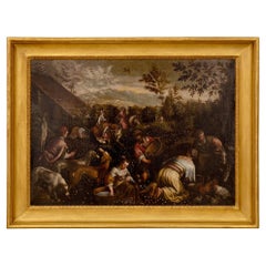 Antique Dutch 18th Century Oil on Canvas Painting Titled “Picking Of The Flowers”