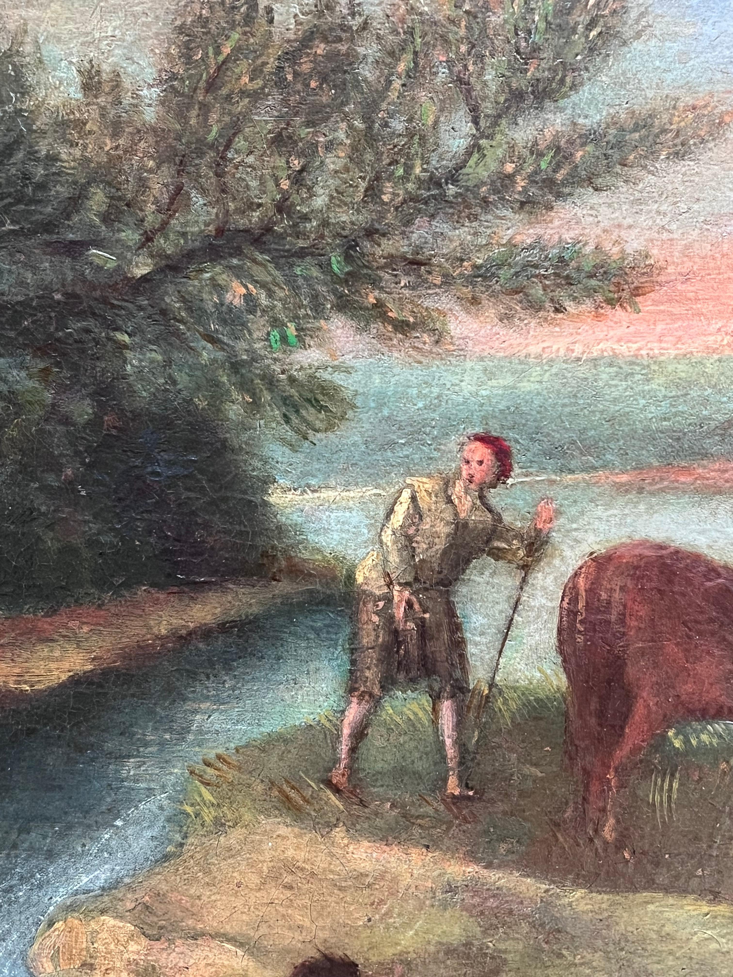 Paesaggio pastorale
Pittore olandese, XVIII secolo
olio su tela, incorniciato in una cornice antica
incorniciato: 22 x 25 pollici
tela: 18,5 x 22 pollici
Provenienza: Collezione privata, Francia
Condit: condizioni generali molto buone 

Per