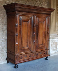 Dutch 18th Century Renaissance Oak and Walnut Cupboard