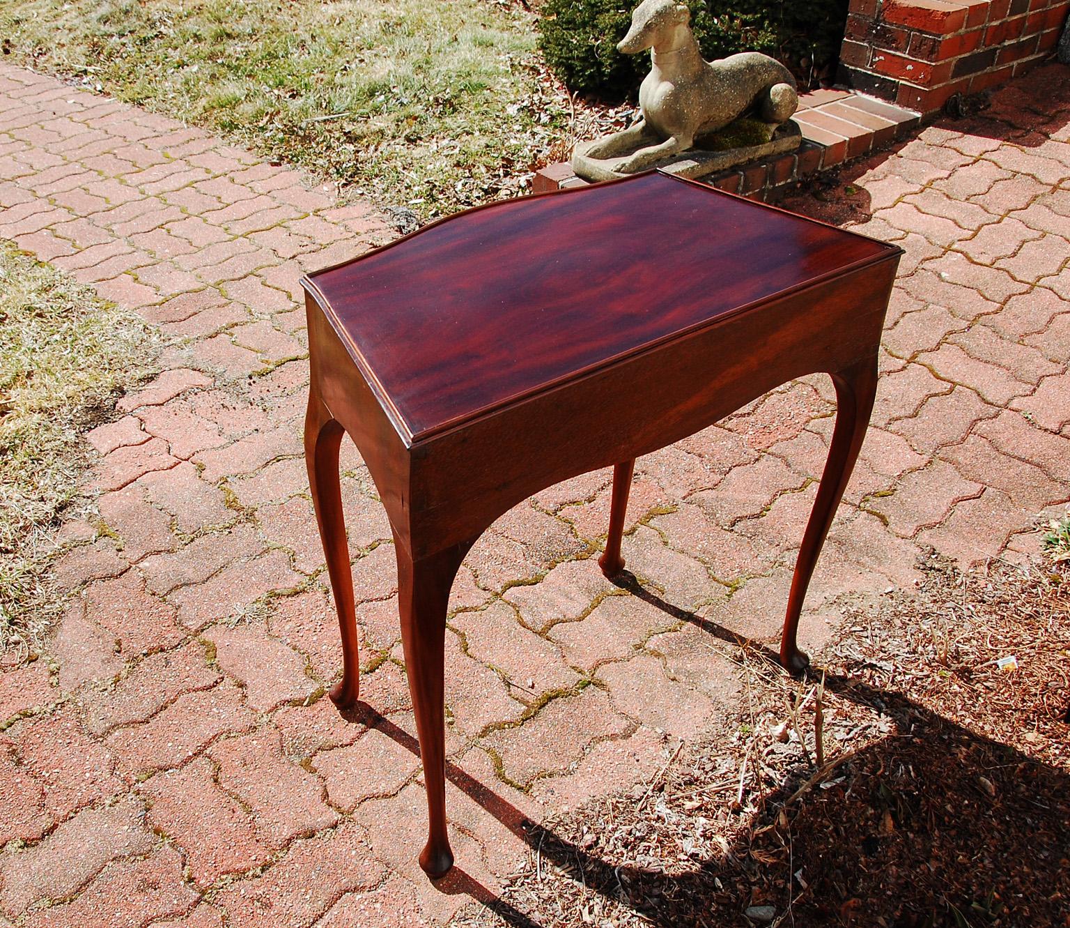 Late 18th Century Dutch 18th Century Serpentine Mahogany Sidetable with Drawer and Cabriole Legs