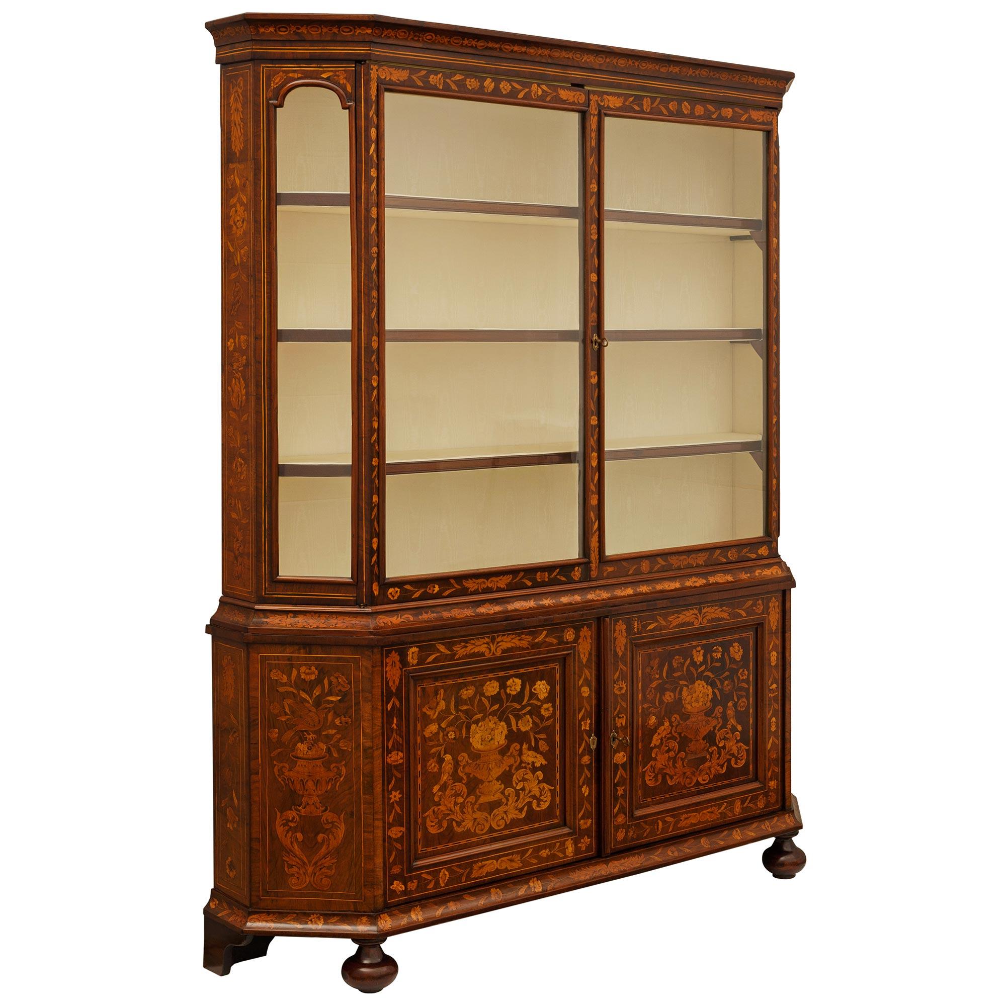 18th Century and Earlier Dutch 18th century Walnut and Fruitwood cabinet vitrine For Sale