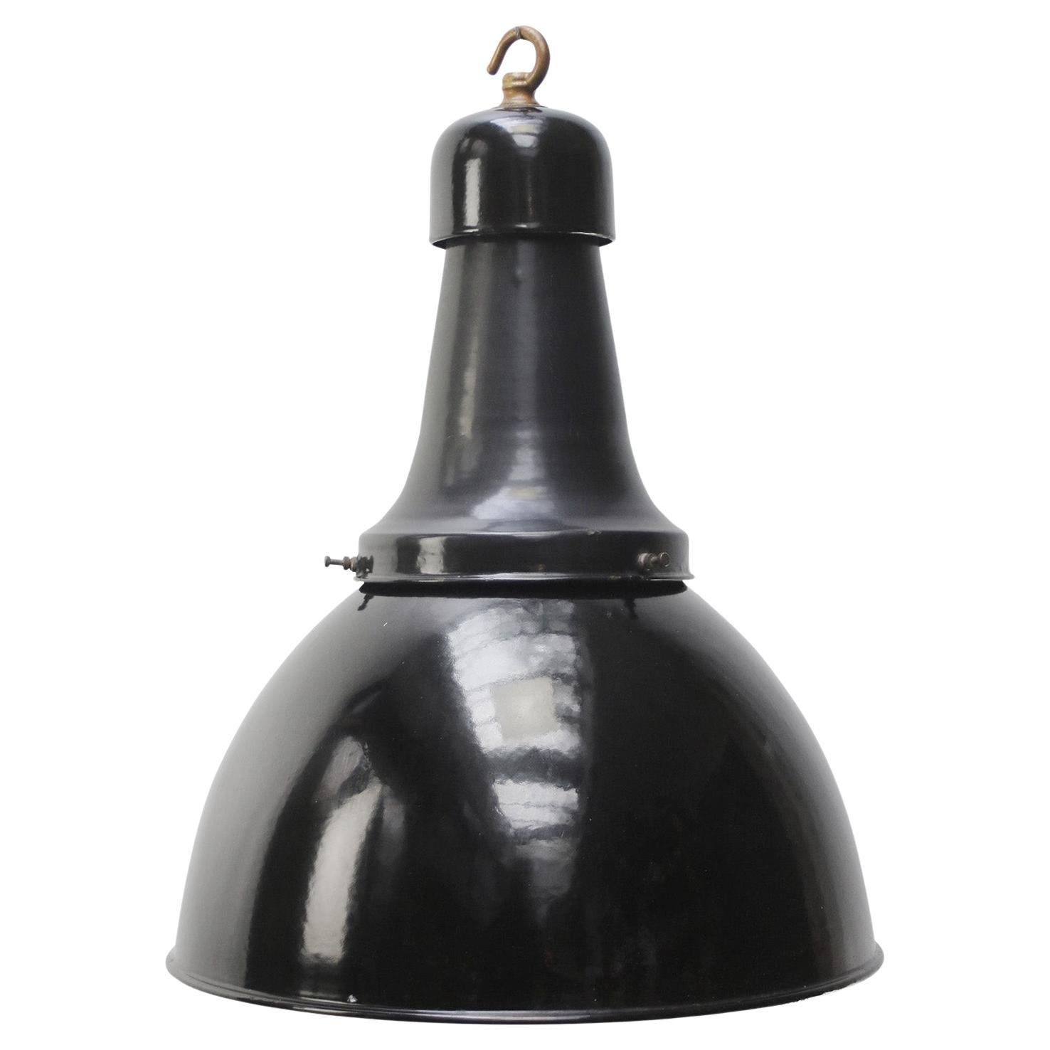 Holandesa 1920s Esmalte Negro Vintage Industrial Colgante Light