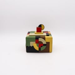 Scatola portagioie De Stijl Art Deco olandese del 1930 in Wood con vernice policroma