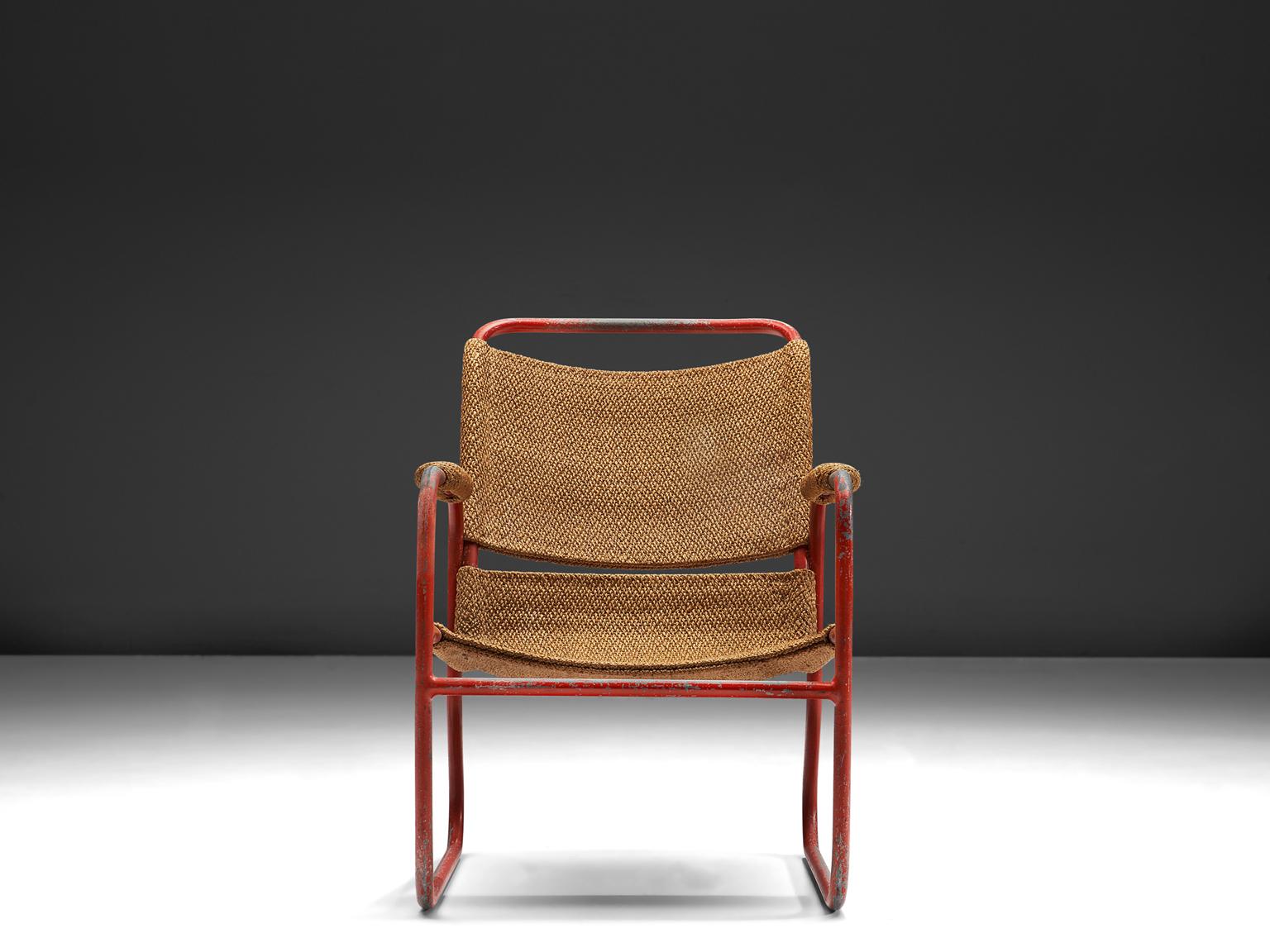 Mid-Century Modern Dutch 1930s Tubular Lounge Chair