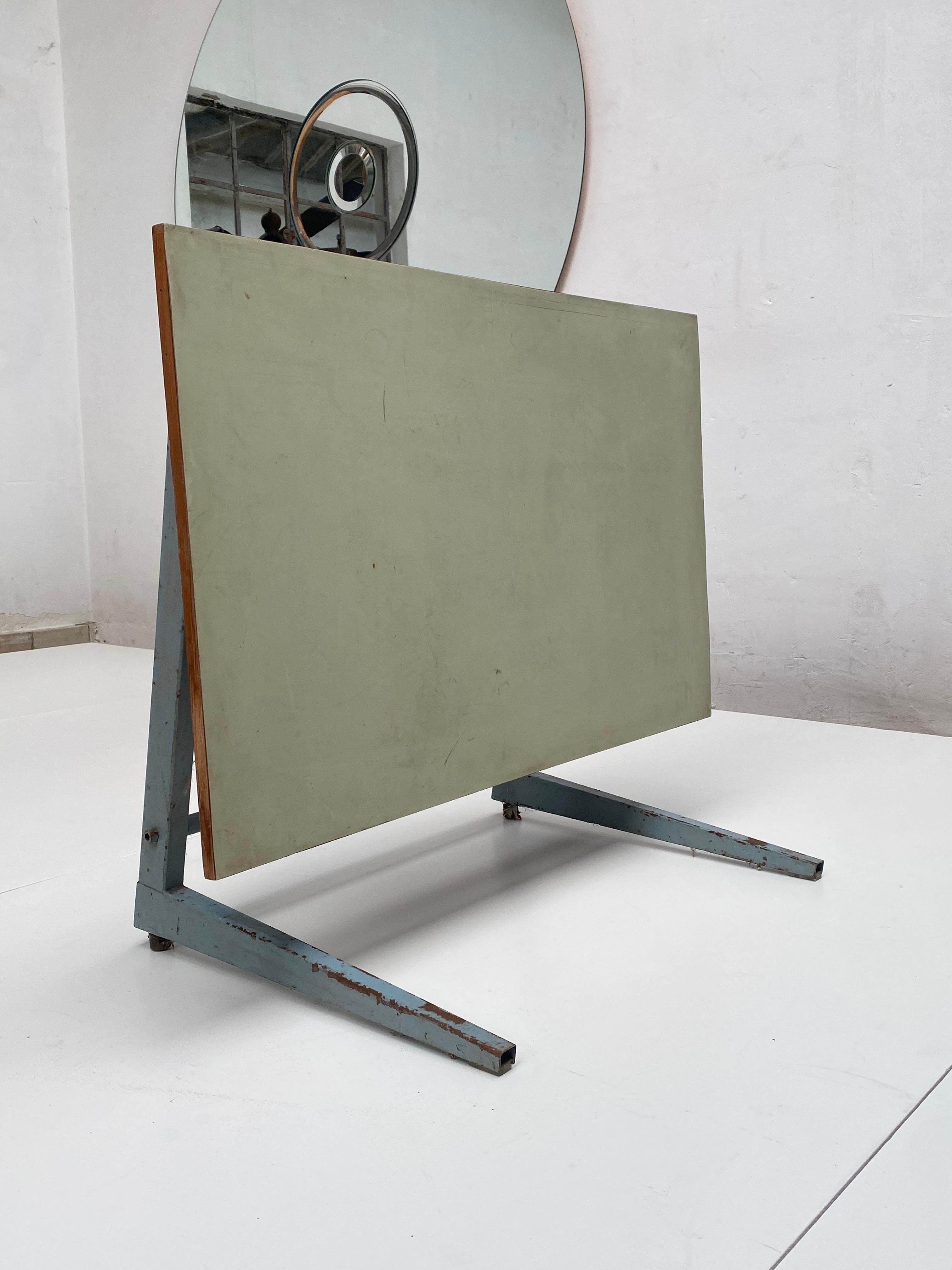 Dutch 1950's Industrial Drafting Table with Working Stool by Friso Kramer 2