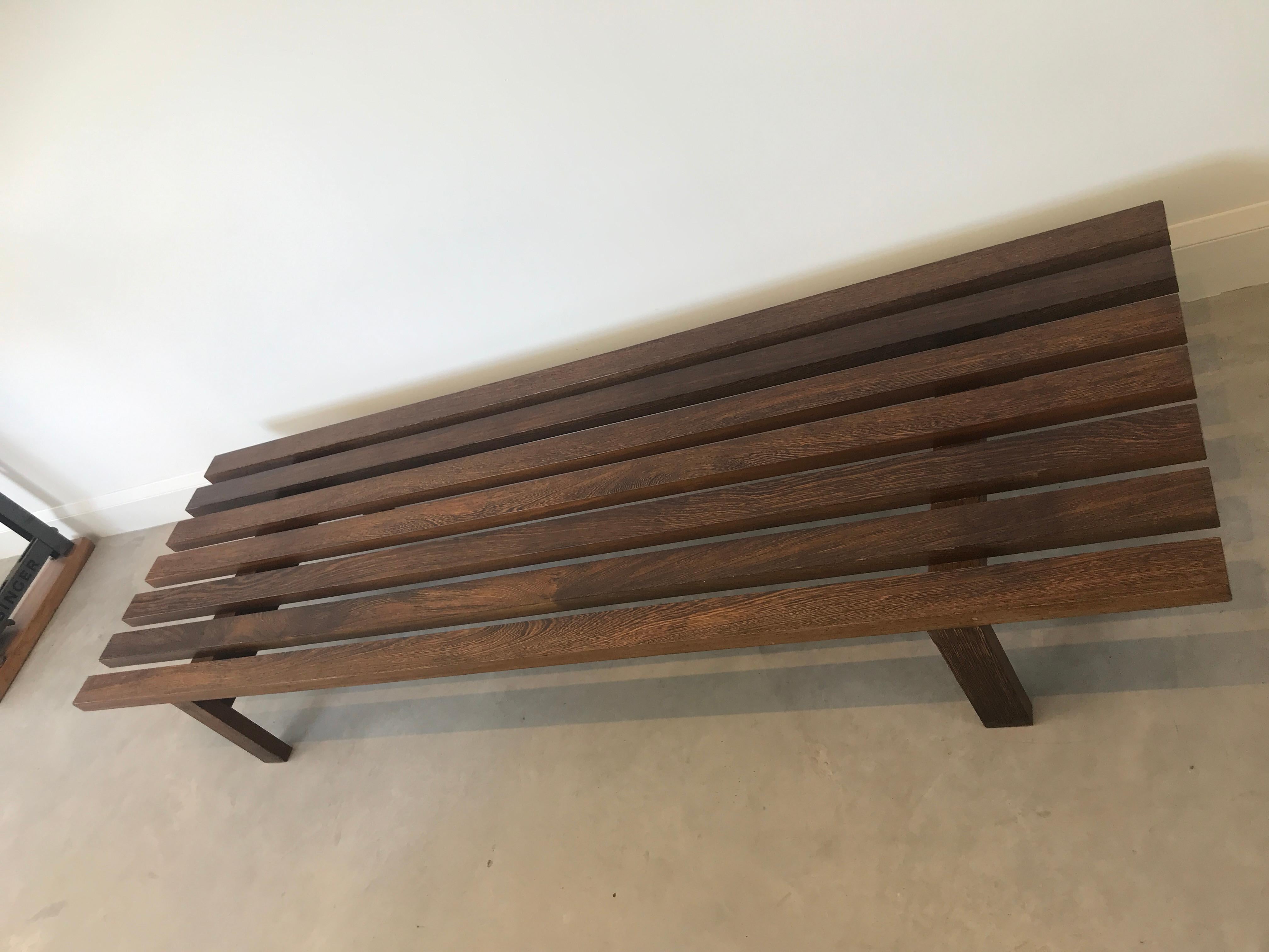 Wenge Dutch 1960 Slat Bench Designed by Martin Visser for Stedelijk Museum Amsterdam