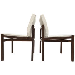 Fauteuils de salon néerlandais des années 1960 en bois de wengé massif et nouveau tissu d'ameublement en pure laine