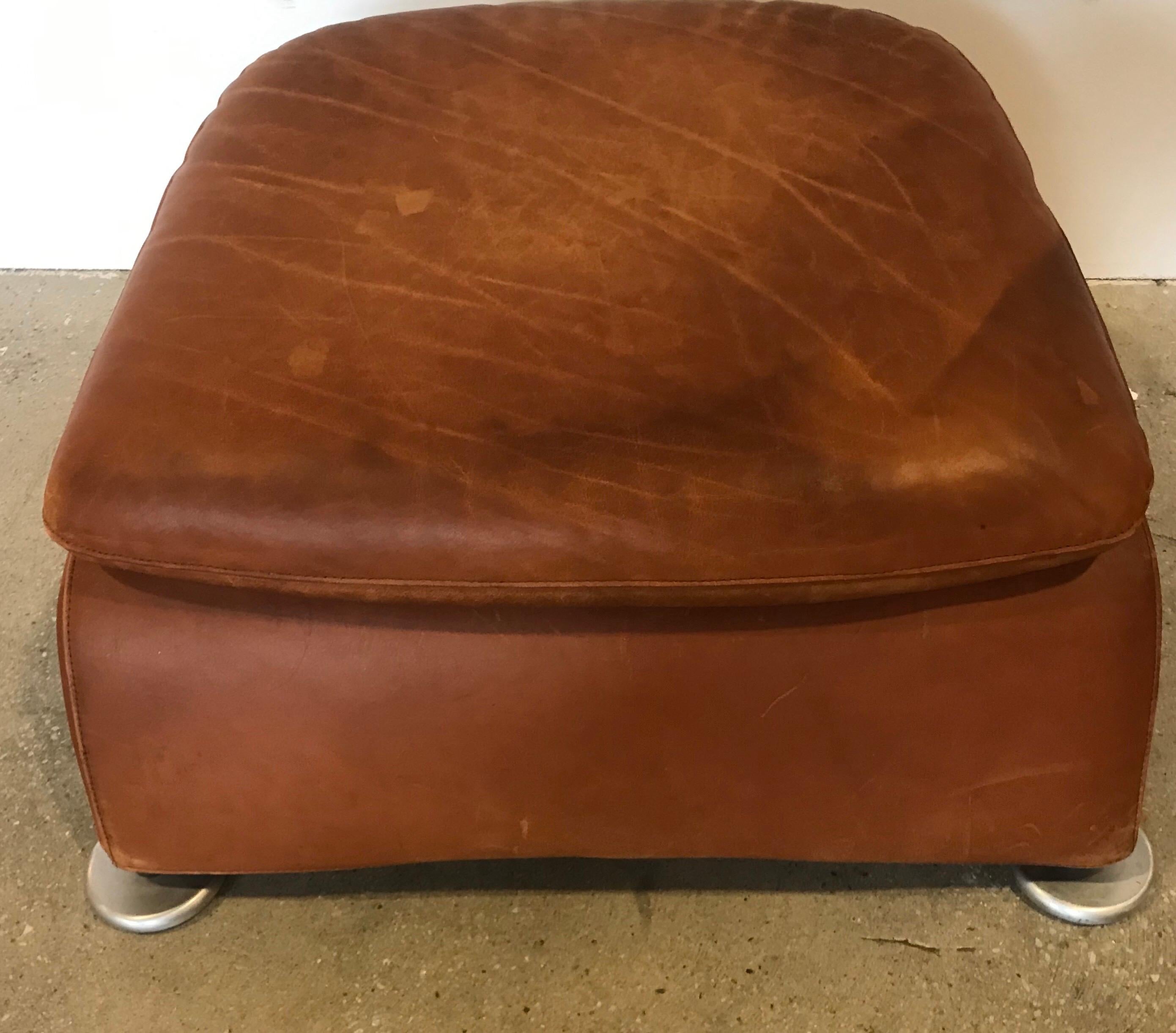 Dutch 1990s Montis Leather Lounge Chair and Ottoman 3