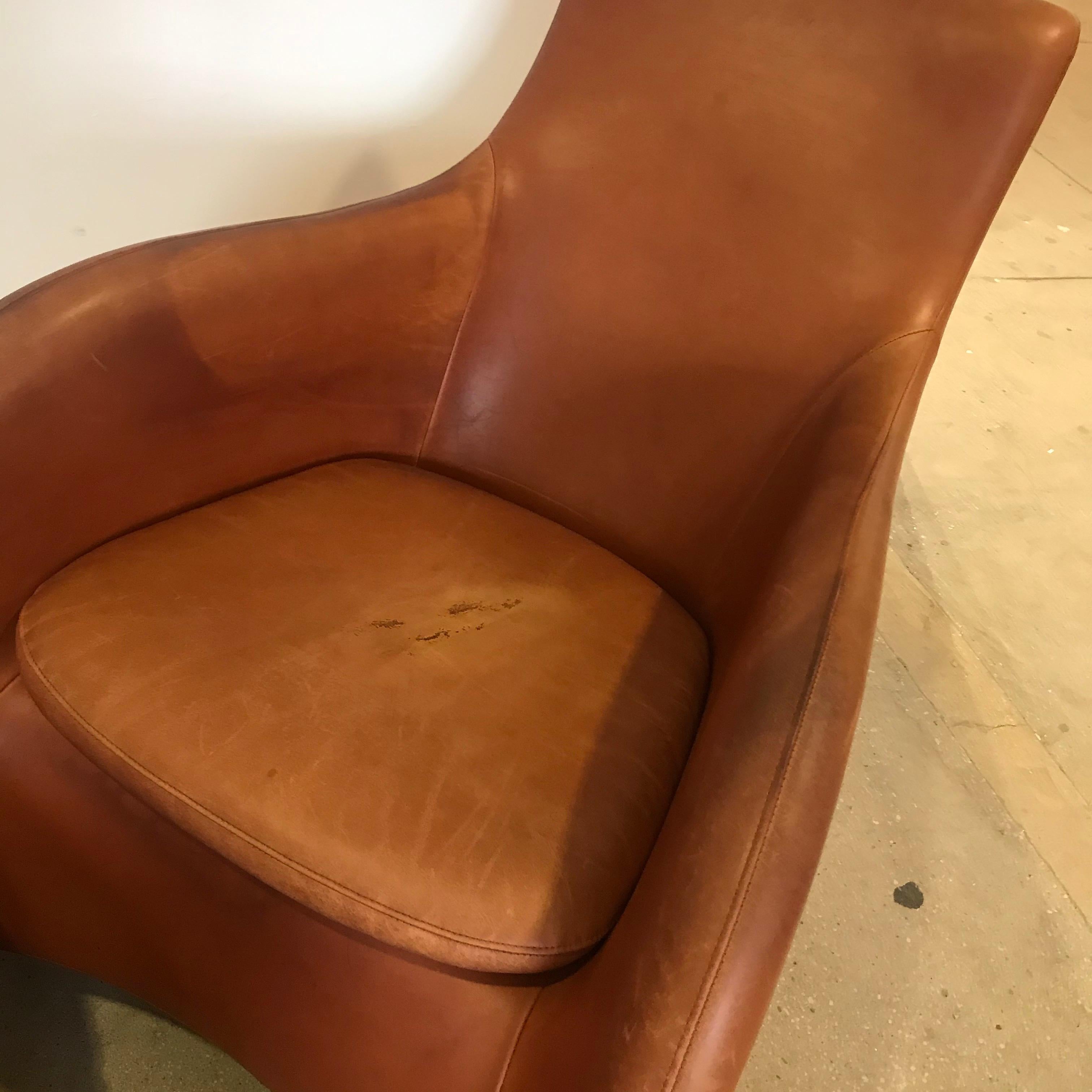 Post-Modern Dutch 1990s Montis Leather Lounge Chair and Ottoman