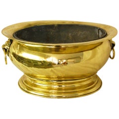 Dutch 19th Century Brass Large Oval Wine Cooler with Original Removable Liner