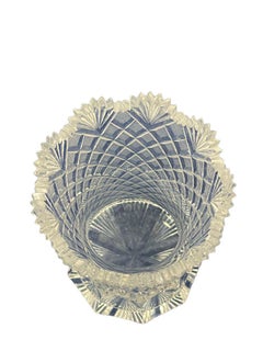 Dutch 19th Century Crystal Vase with Pineapple Fan Cut