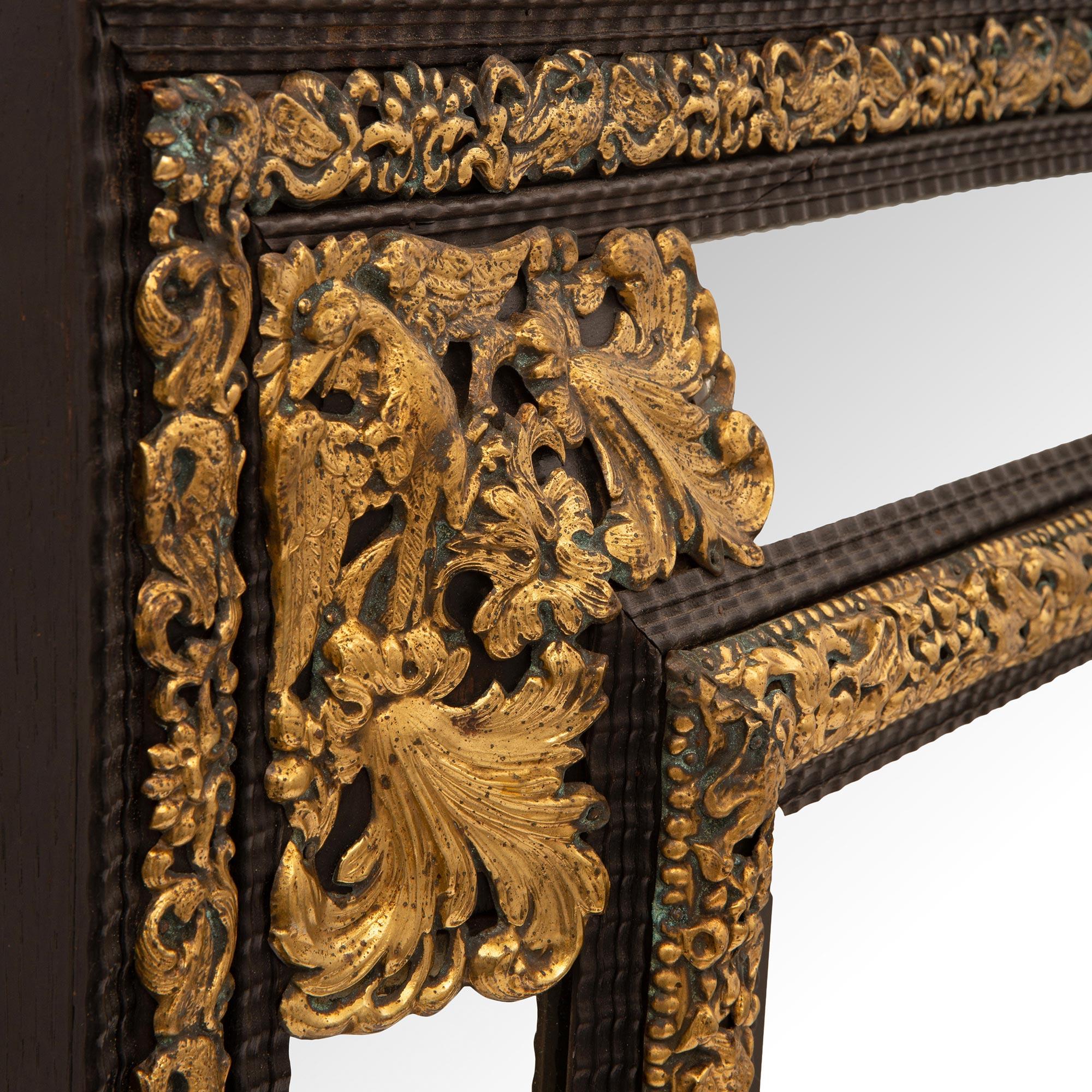 Dutch 19th Century Ebony And Gilt Metal Double Framed Mirror For Sale 2