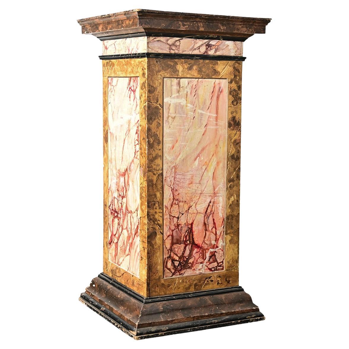 Dutch 19th Century Faux Marble Hand-Painted Column