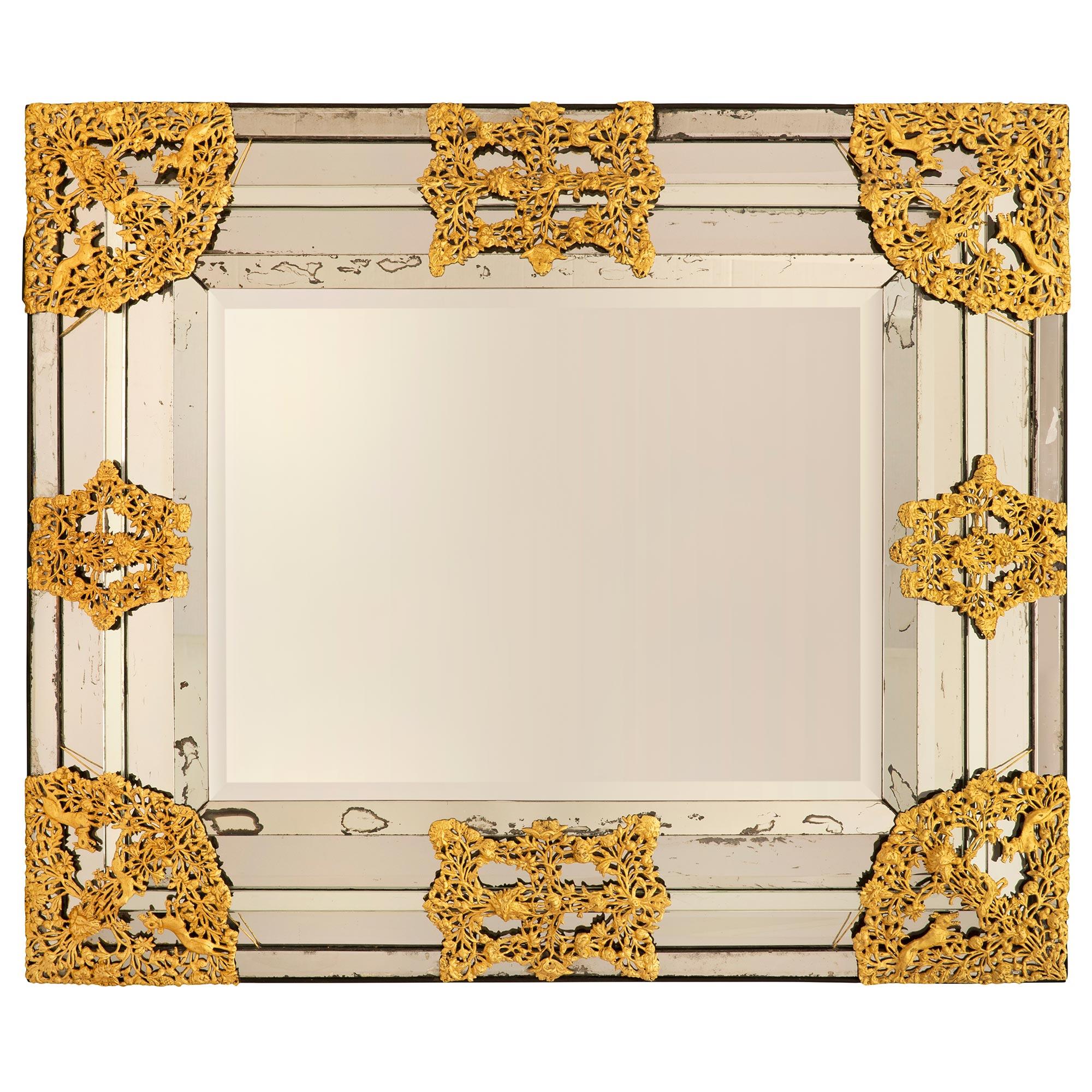 Dutch 19th Century Gilt Metal Mirror 5