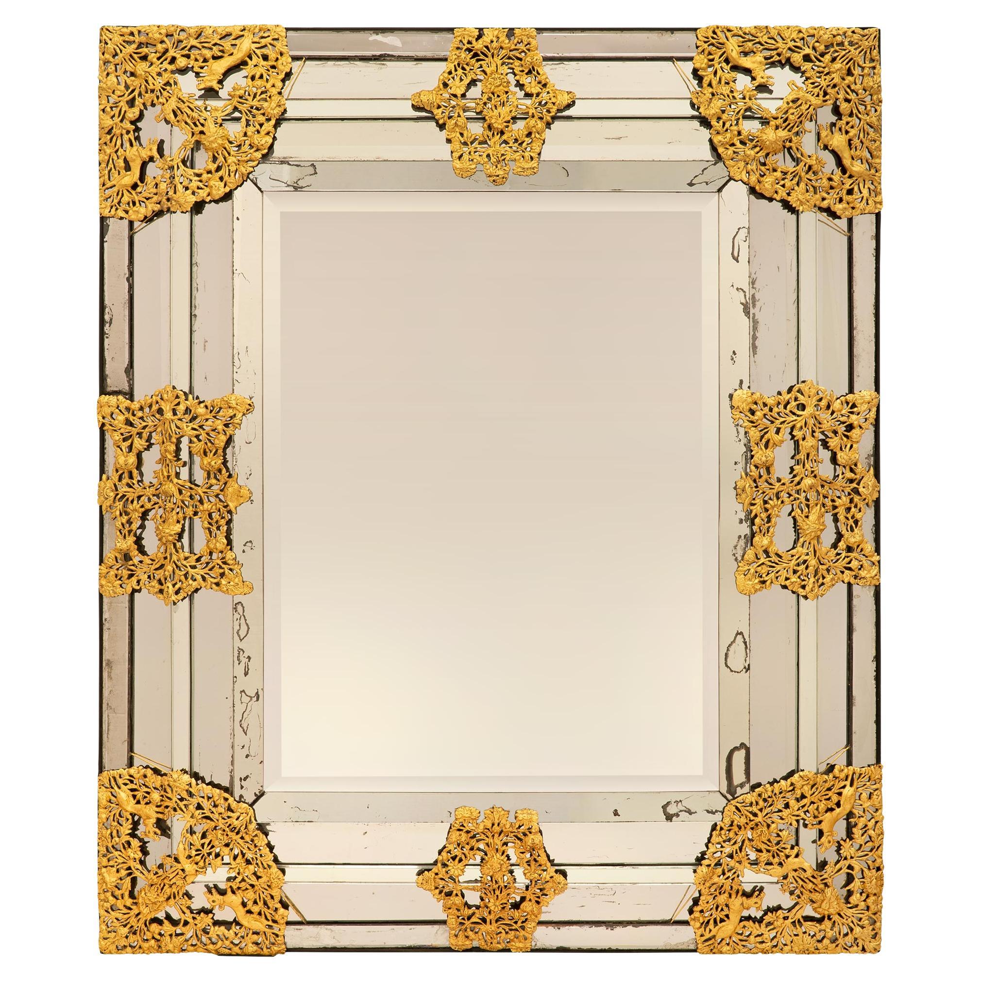 Dutch 19th Century Gilt Metal Mirror
