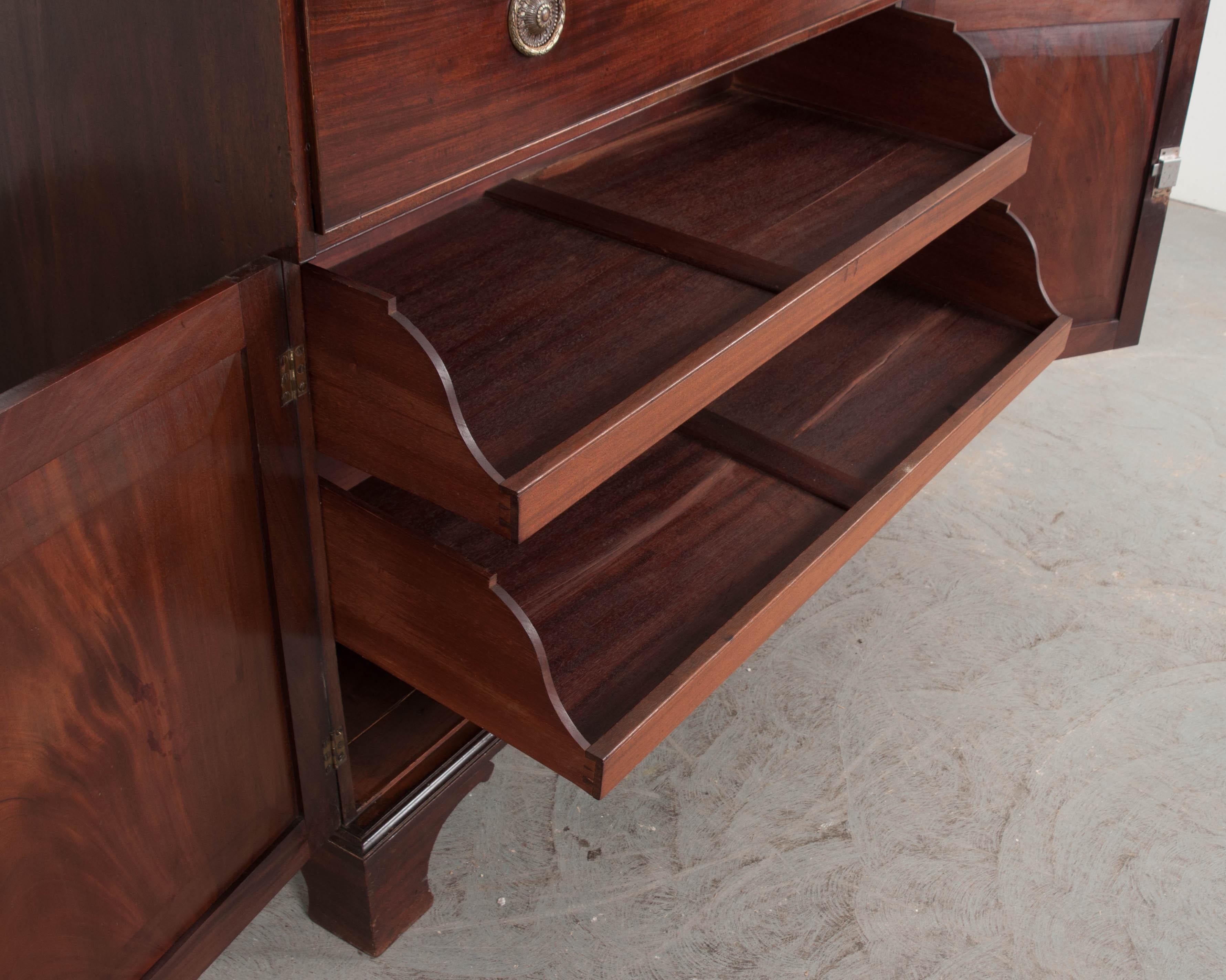 Dutch 19th Century Mahogany Drop-Front Desk/Linen Press 6