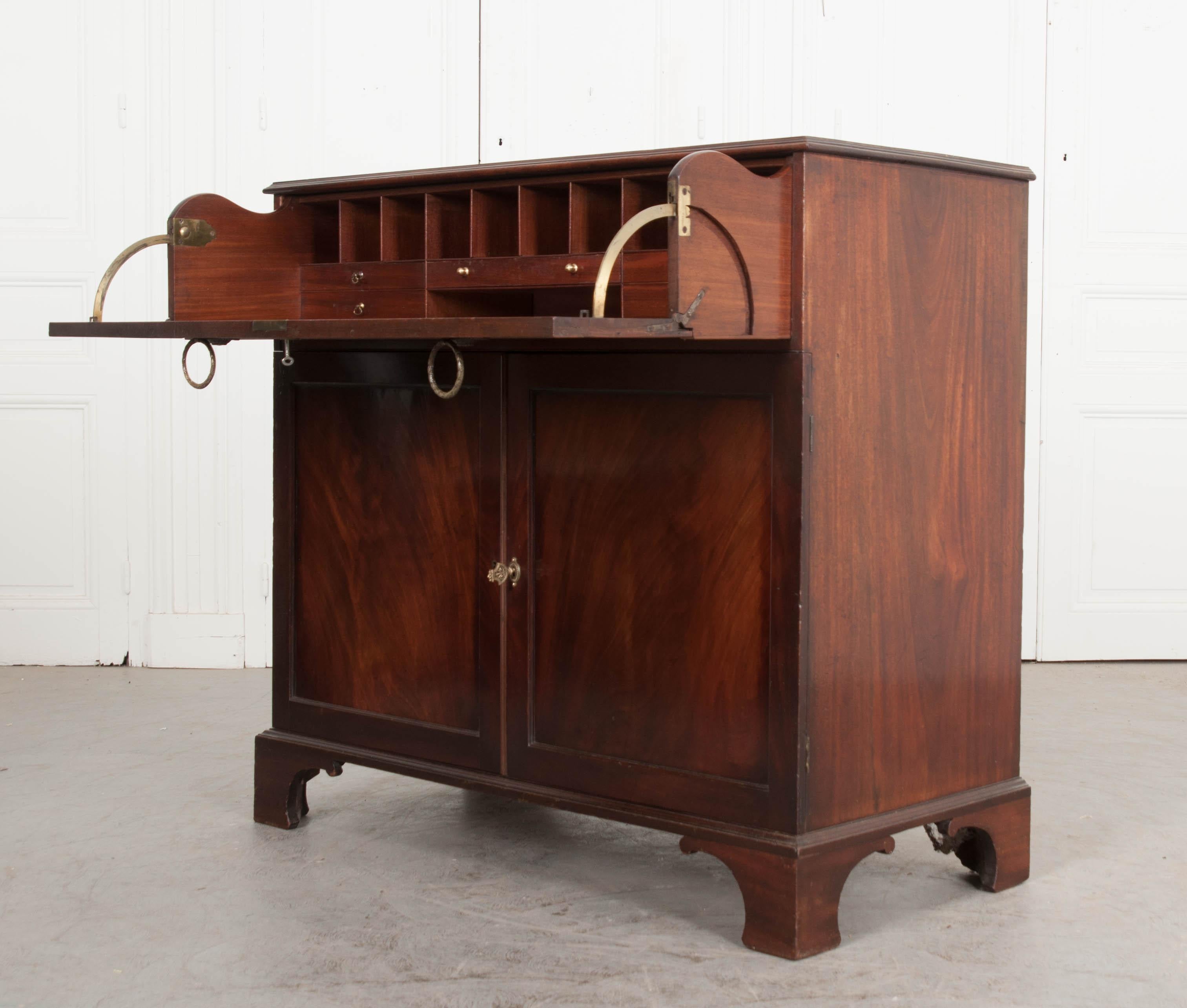 Dutch 19th Century Mahogany Drop-Front Desk/Linen Press 1