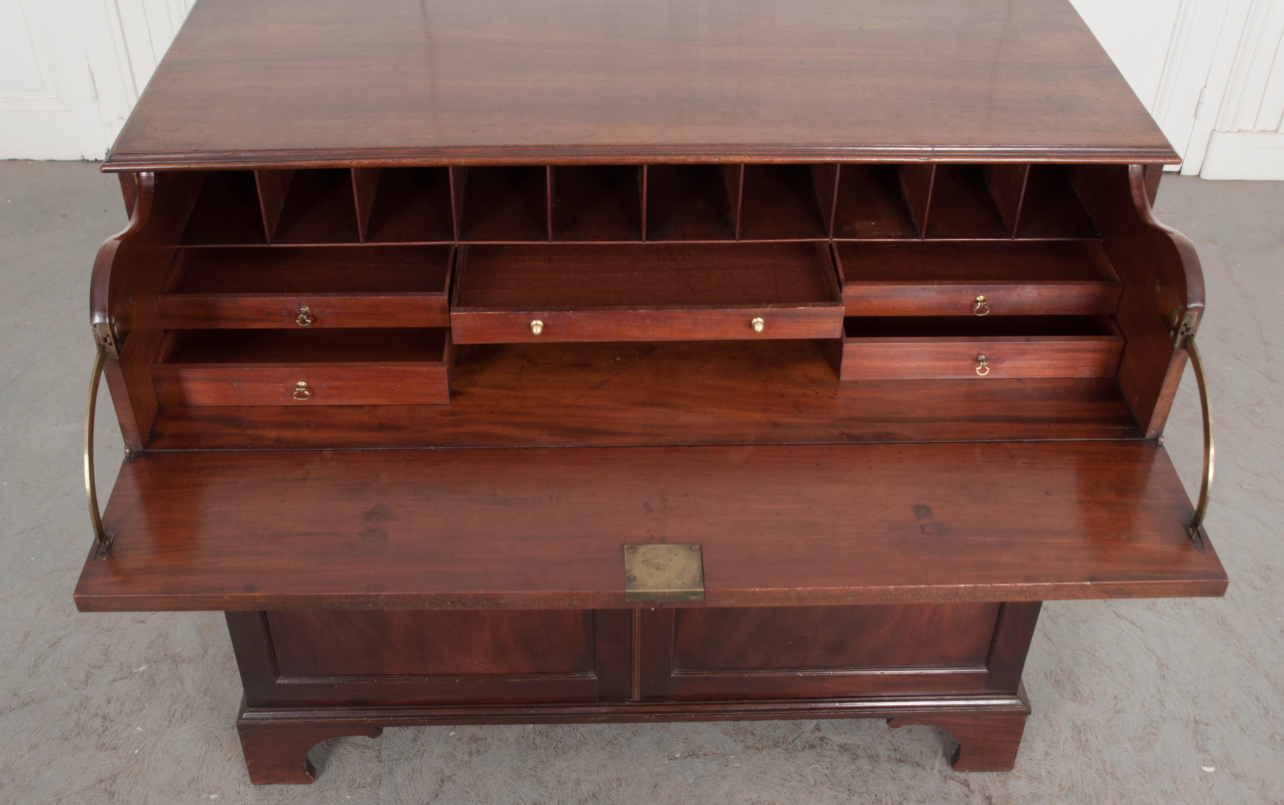 Dutch 19th Century Mahogany Drop-Front Desk/Linen Press 2