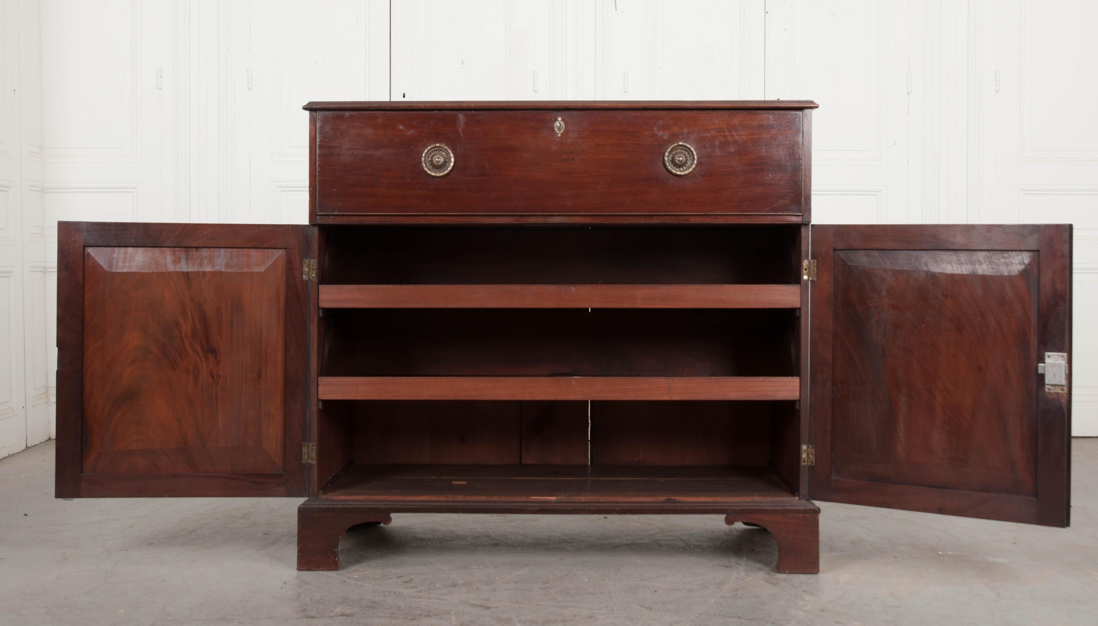 Dutch 19th Century Mahogany Drop-Front Desk/Linen Press 5