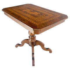 Dutch 19th Century Marquetry Inlay Top Breakfast Center Occasional Lamp Table