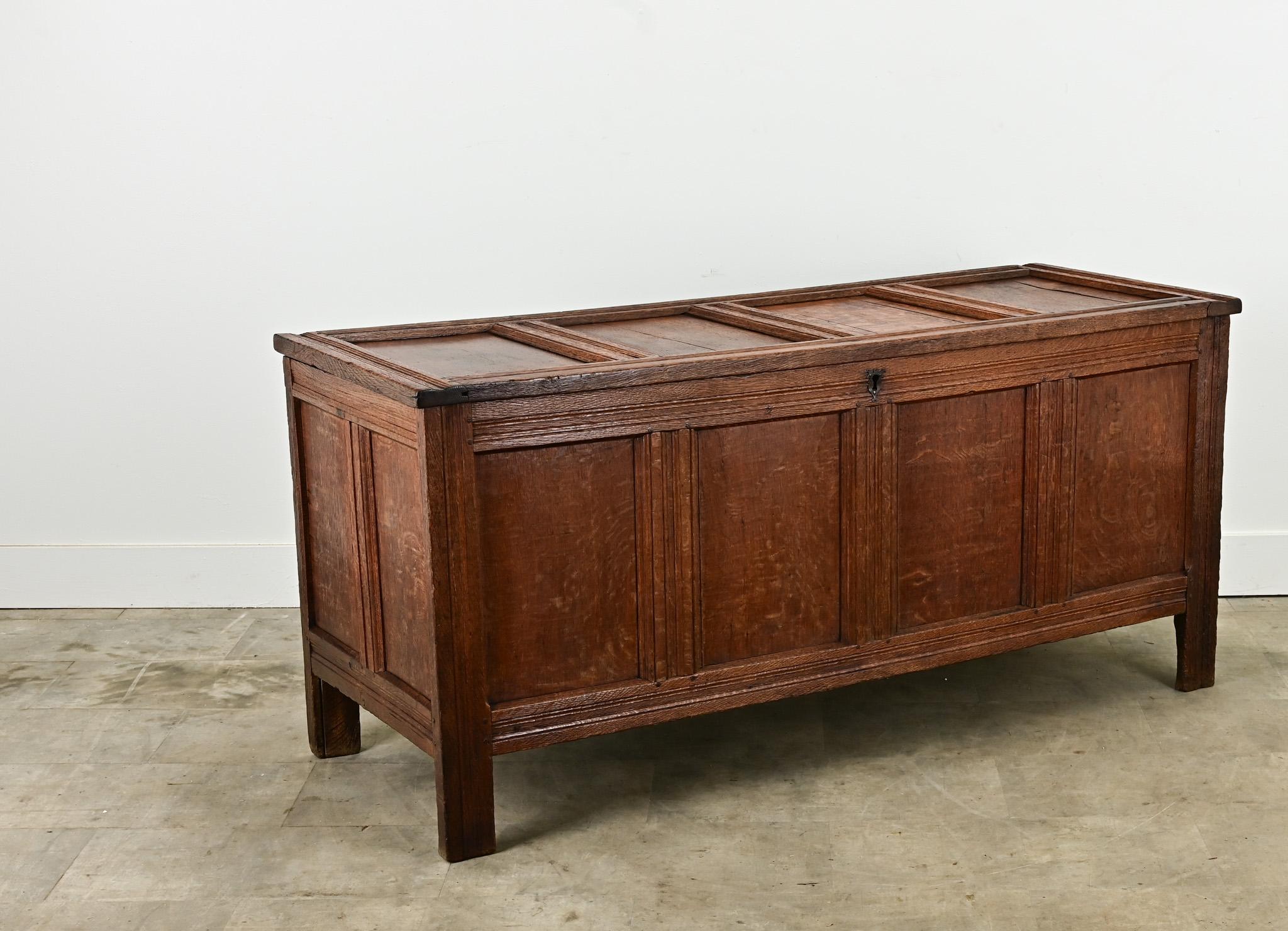 Dutch 19th Century Oak Paneled Coffer In Good Condition For Sale In Baton Rouge, LA