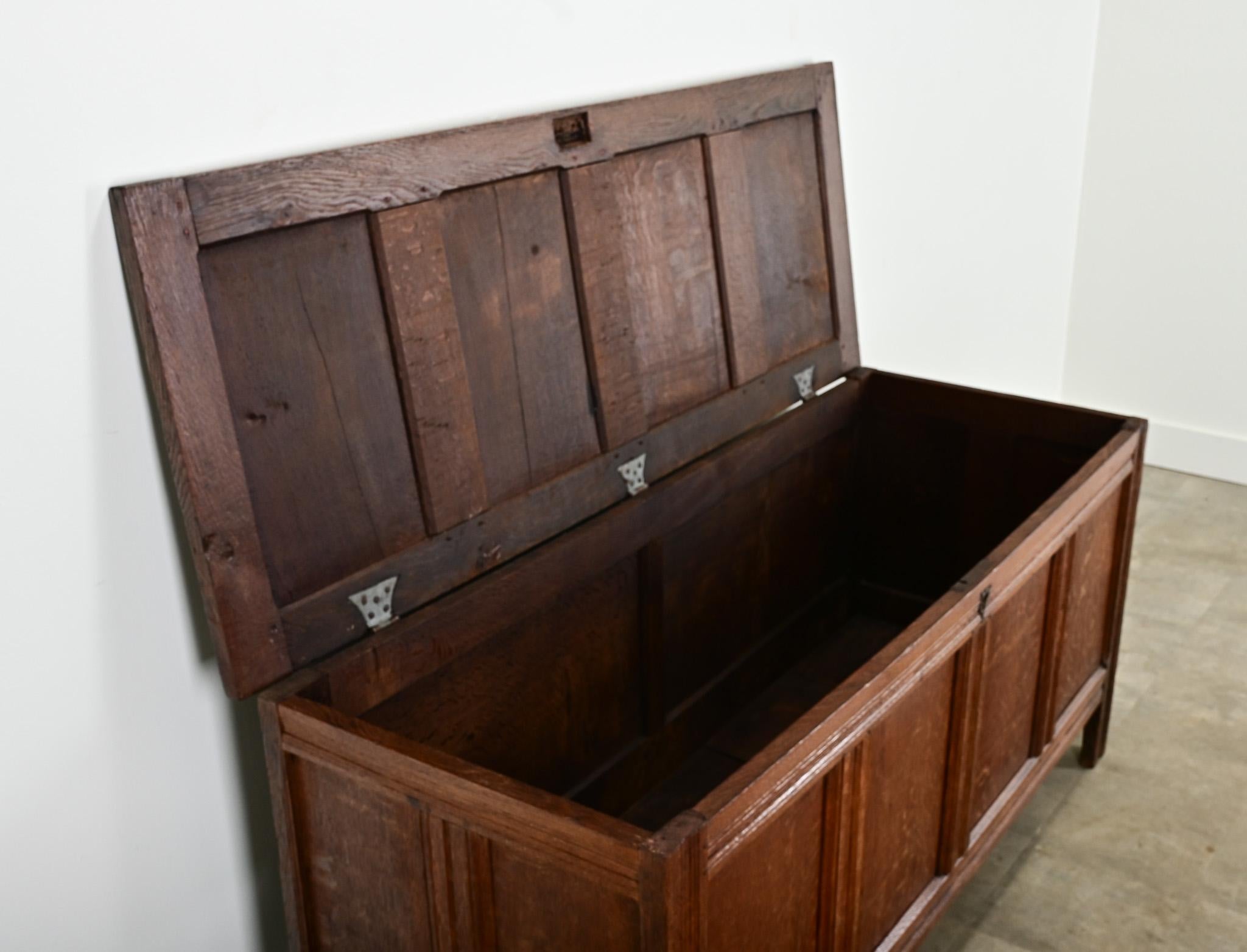 Dutch 19th Century Oak Paneled Coffer For Sale 1