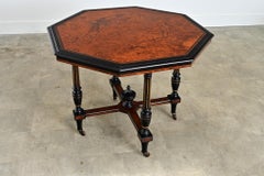 Dutch 19th Century Octagonal Ebonized & Burl Maple Center Table
