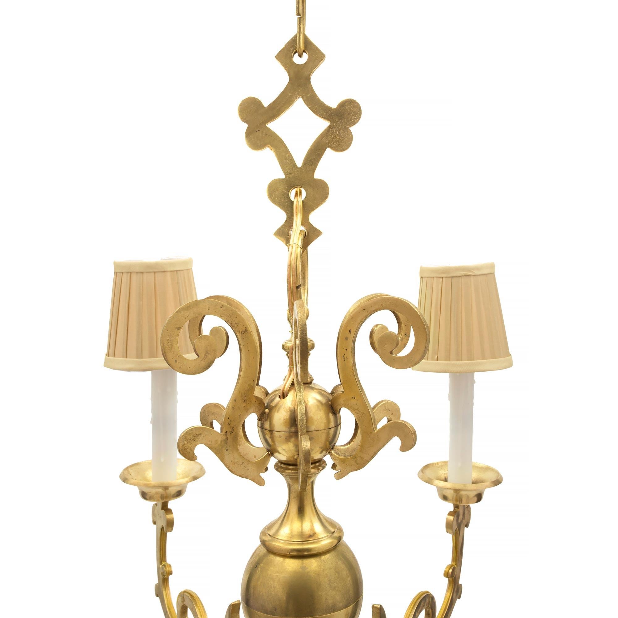 Dutch 19th Century Ormolu Six Arm Chandelier 2