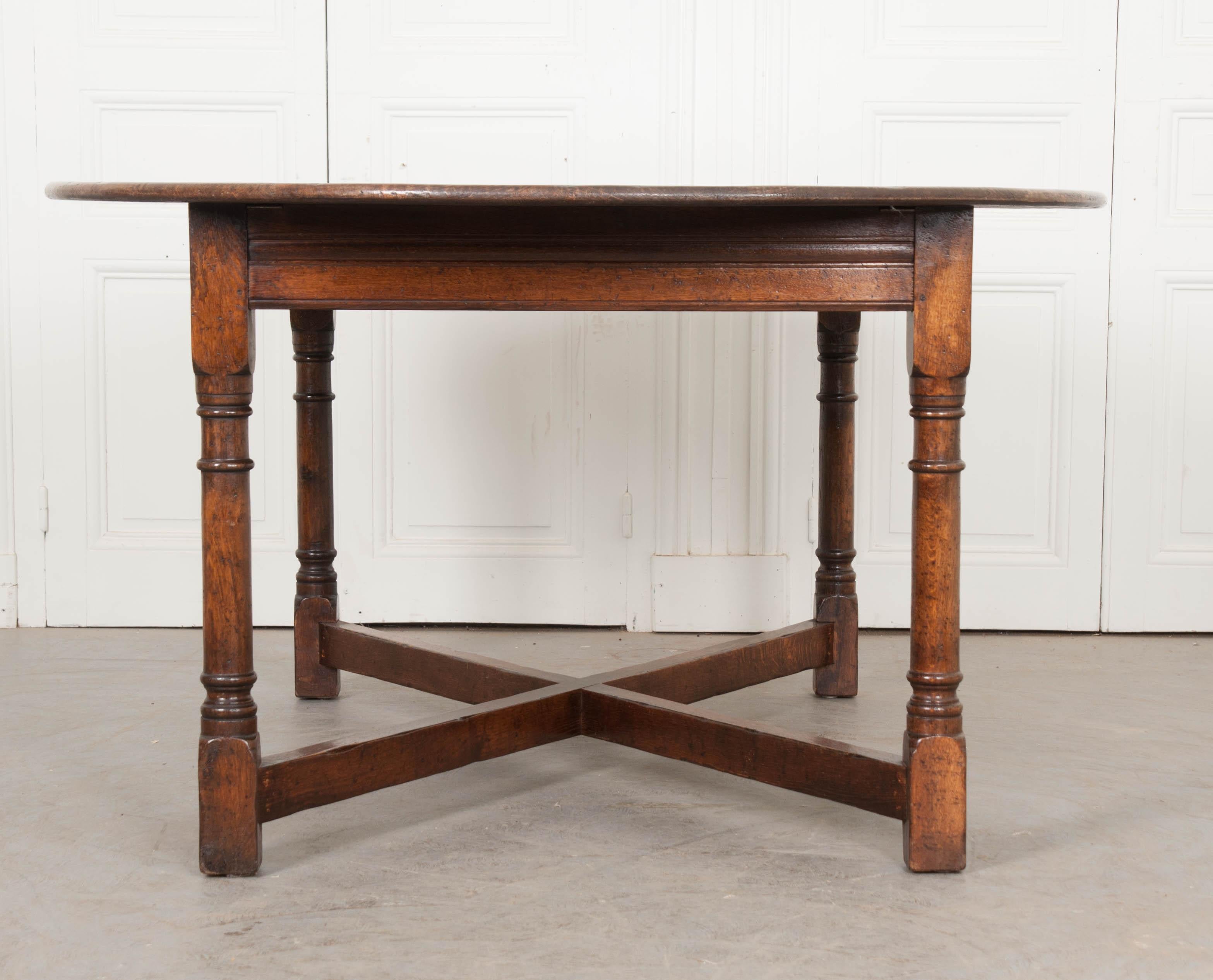 French Provincial Dutch 19th Century Oval Oak Dining Table