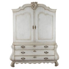 Antique Dutch 19th Century Painted Linen Press