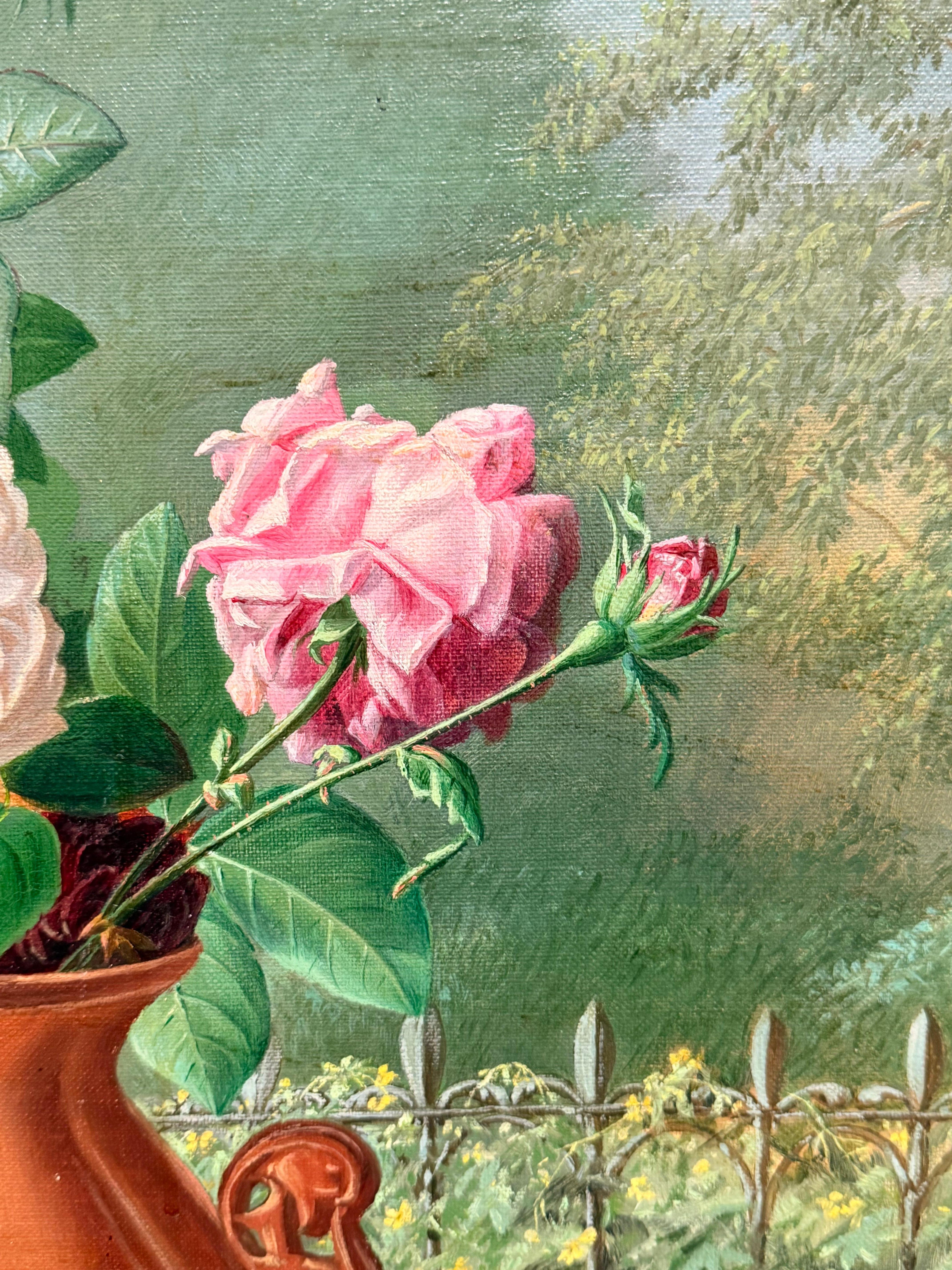 19th Roses Dutch, 19th century - Large 19th Century Dutch Oil Floral Still Life ...