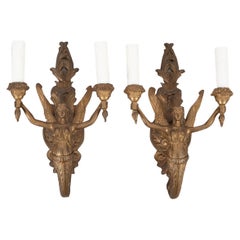 Antique Dutch 19th Century Pair of Double Arm Sconces