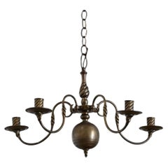 Dutch 19th Century Petite Brass Chandelier
