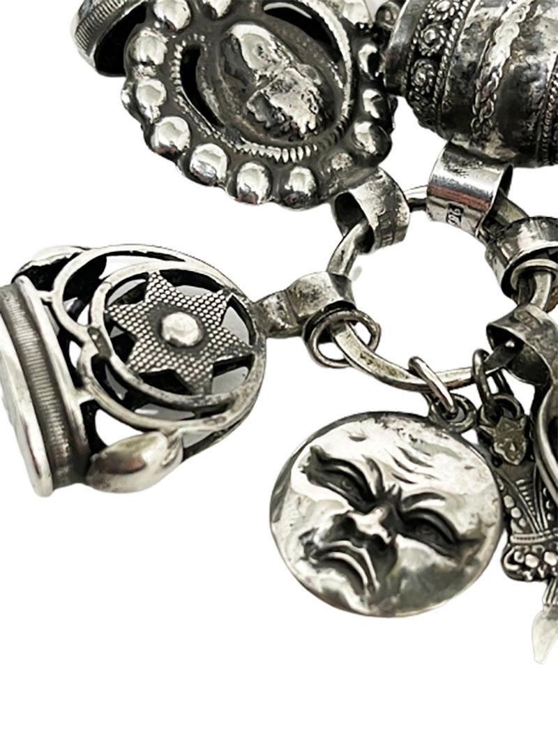 Dutch 19th Century Silver Chatelaine with 4 Cachets and Charms For Sale 2