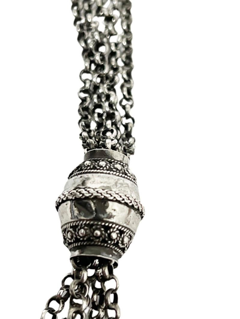 Dutch 19th Century Silver Chatelaine with 4 Cachets and Charms For Sale 4