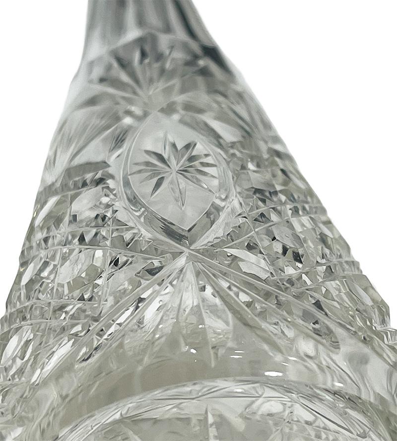 Silver Dutch 19th Century small crystal glass cut decanter with silver For Sale