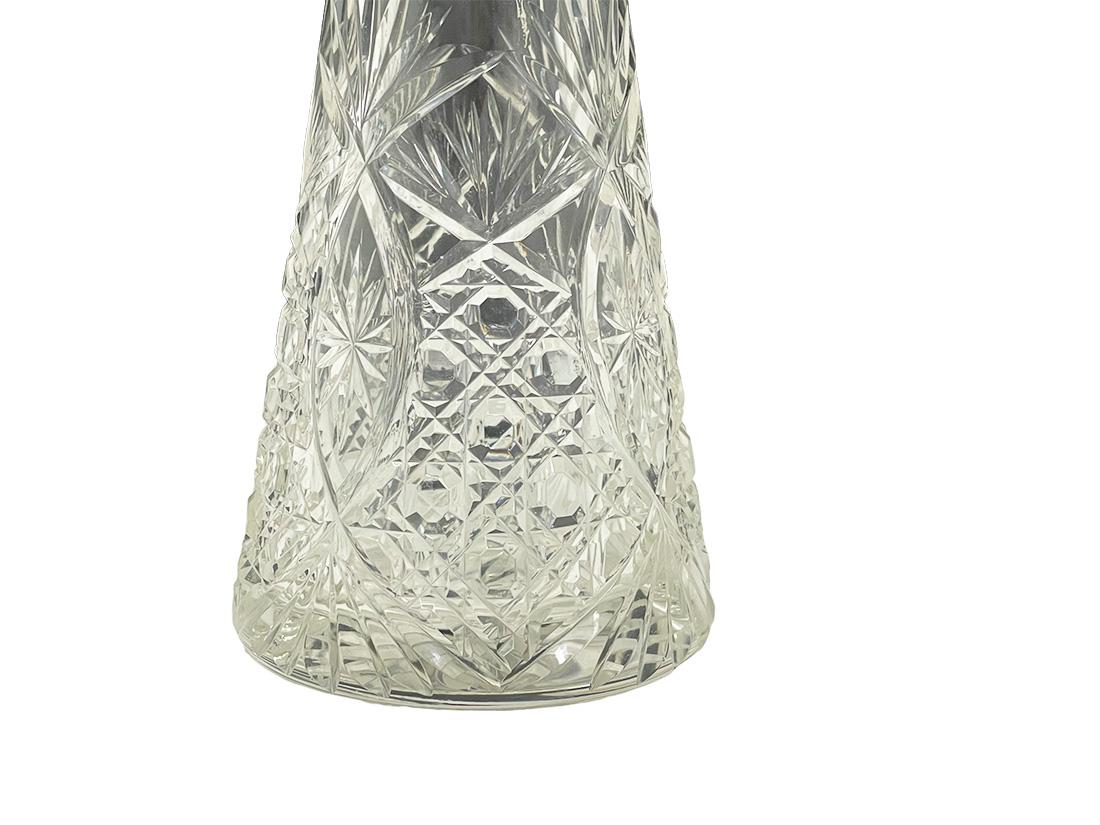XIXe siècle Petite carafe hollandaise du 19ème siècle en verre de cristal taillé avec argent en vente