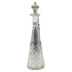 Dutch 19th Century small crystal glass cut decanter with silver