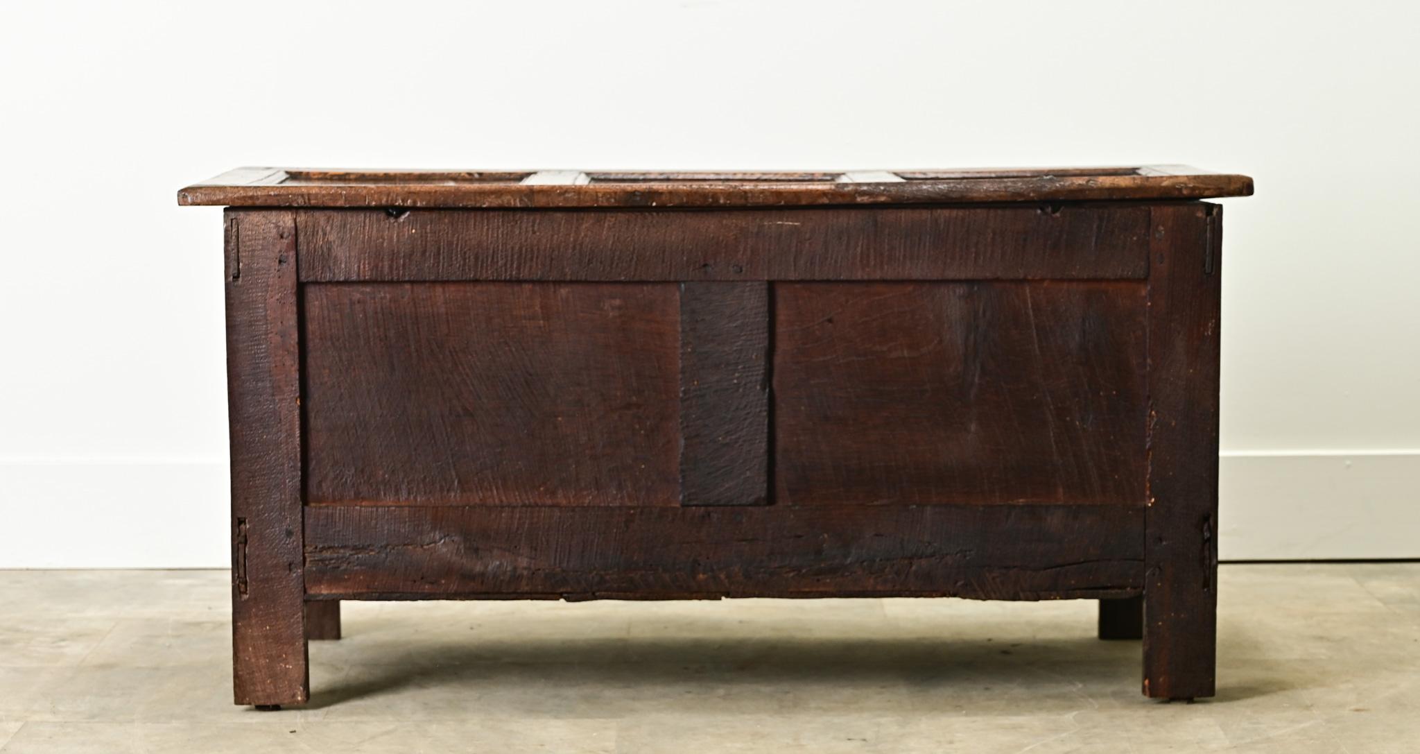 Dutch 19th Century Solid Carved Oak Coffer For Sale 4