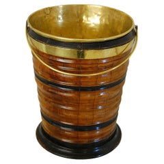 Used Dutch 19th Century Turned Stick Built Walnut Kettle Warmer or Peat Bucket