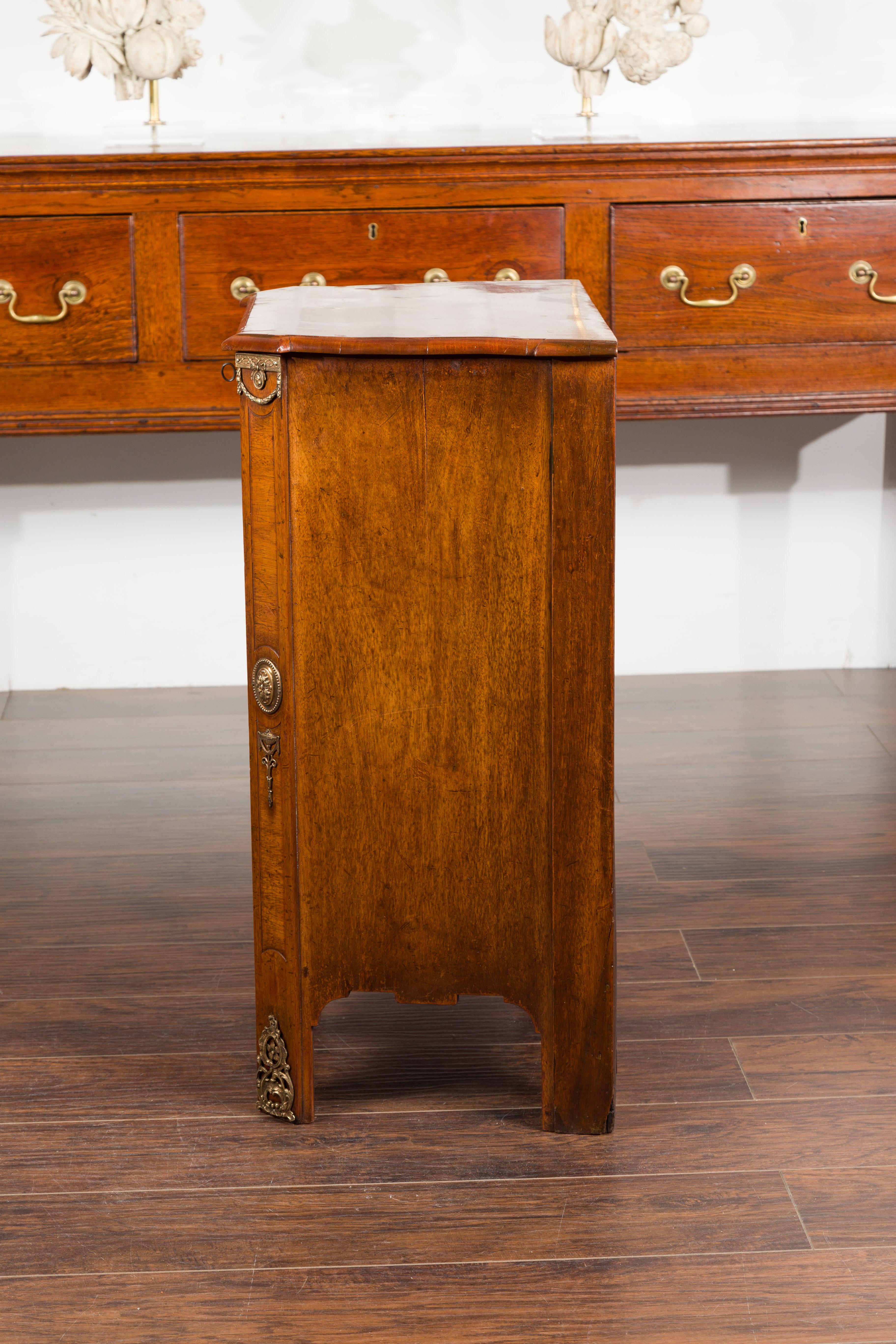 Dutch 19th Century Walnut Bedside Cabinet with Drawer, Door and Bronze Mounts For Sale 13