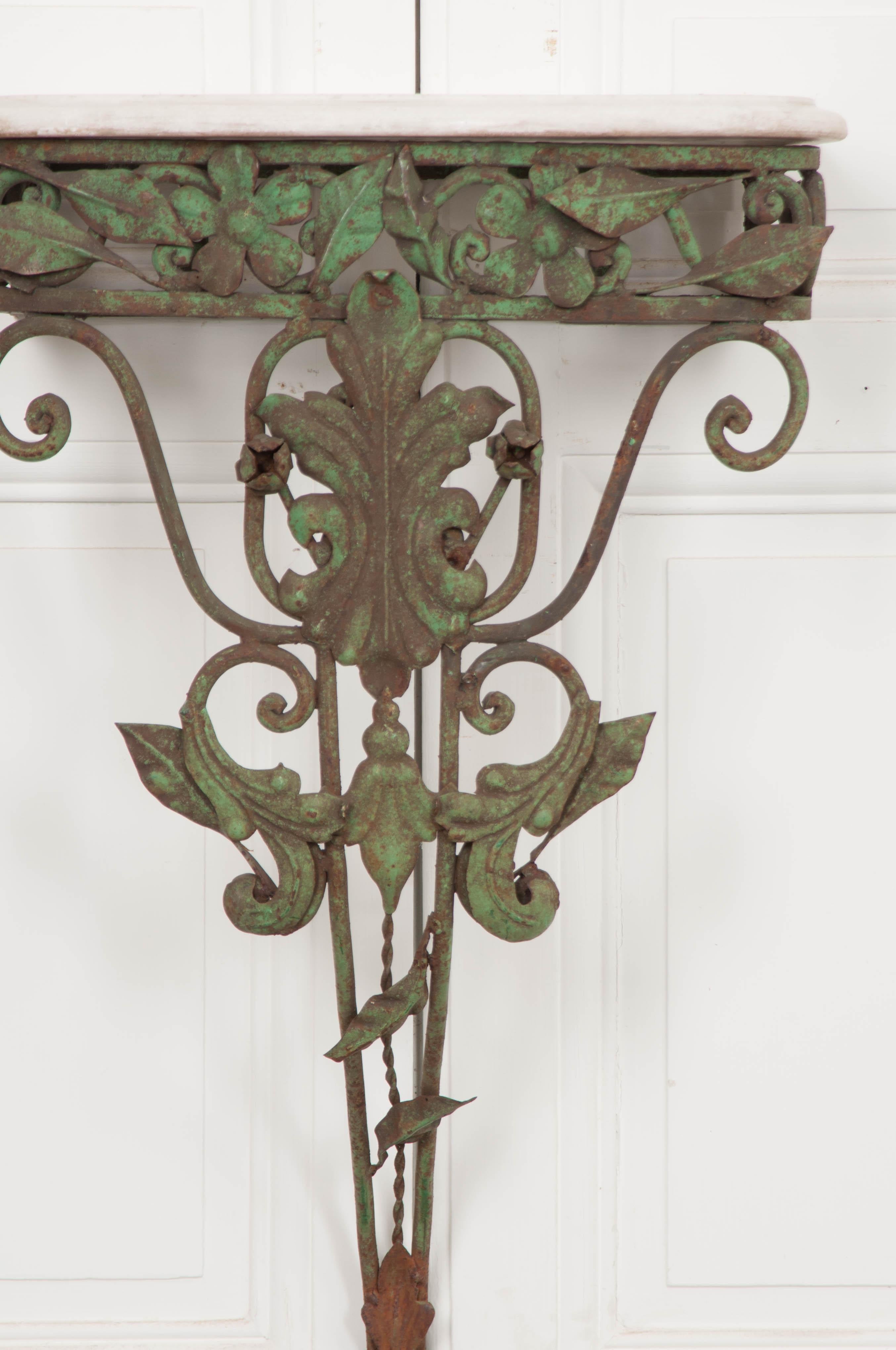Dutch 20th Century Iron and Marble-Top Console 1