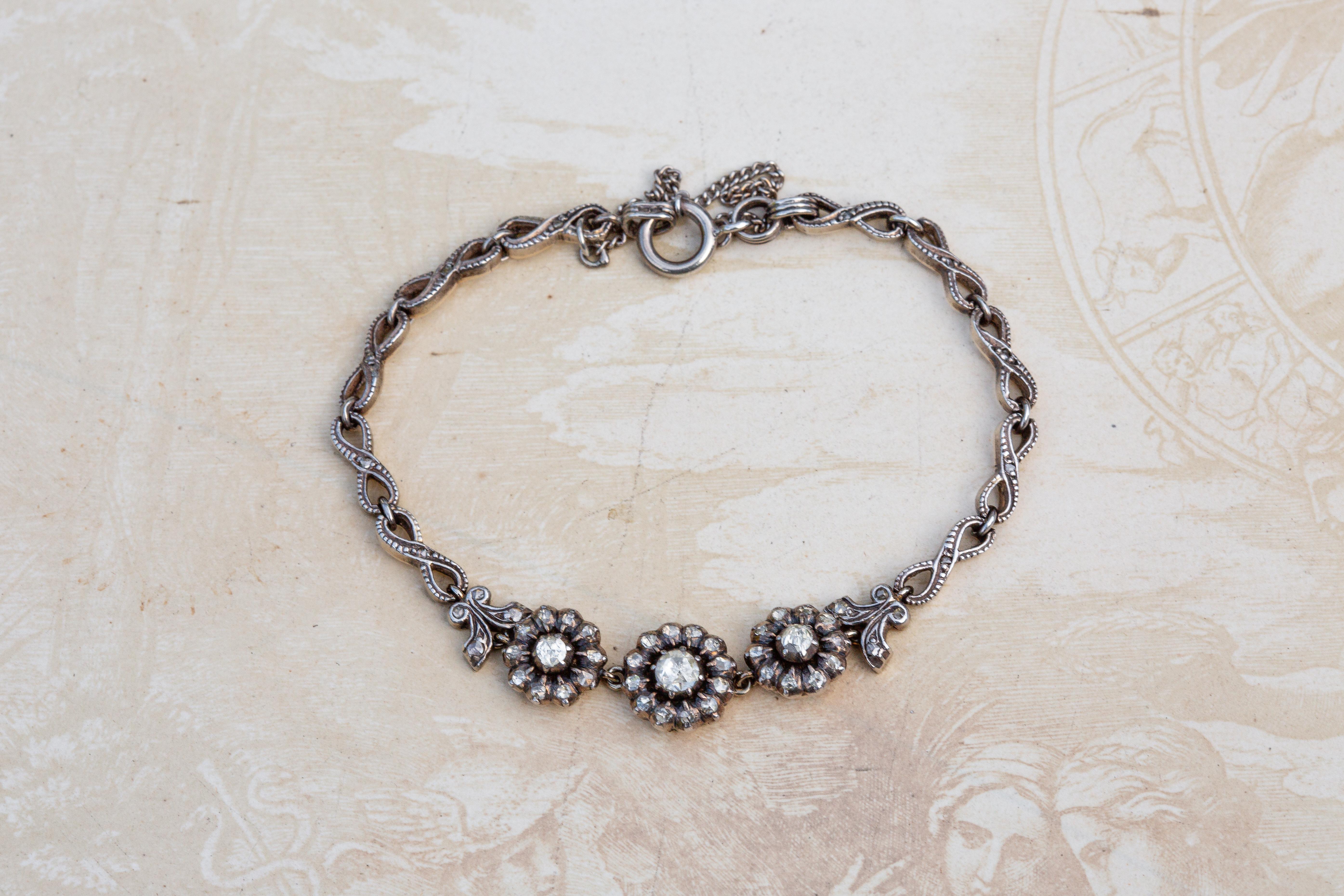 An exquisite Dutch rose cut diamond bracelet dating to the mid-twentieth century. The Netherlands produced expertly crafted Georgian era inspired jewellery right up until the 1950’s - and this bracelet is a fine example of this unique trend. 

The