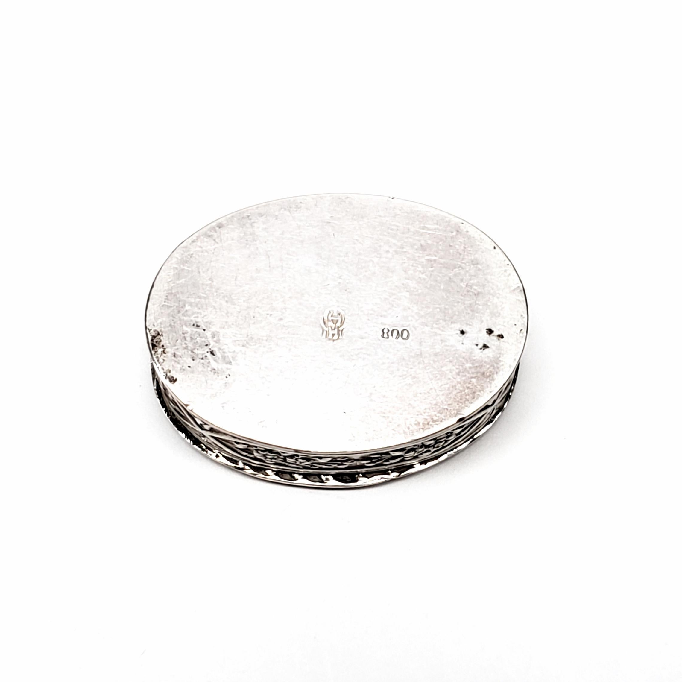 Dutch 800 Silver Oval Pill Box In Good Condition In Washington Depot, CT