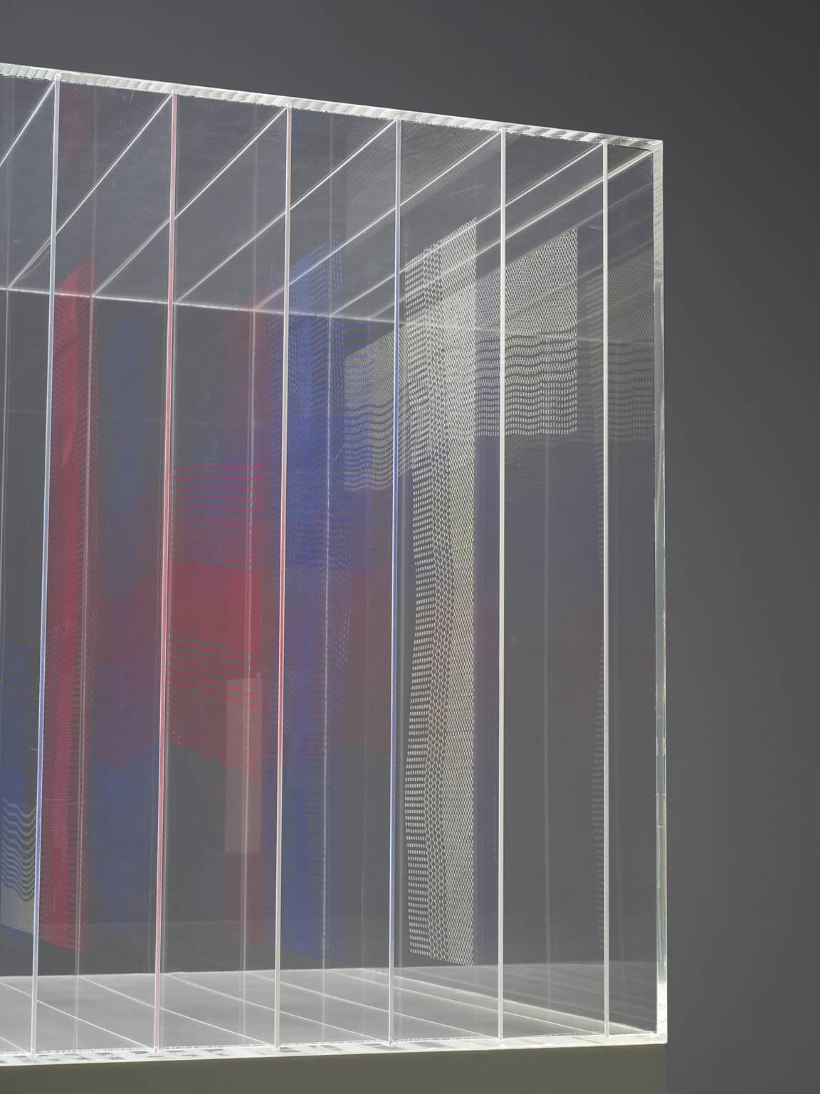 Post-Modern Dutch Abstract Transparent Layered Cube, 1985
