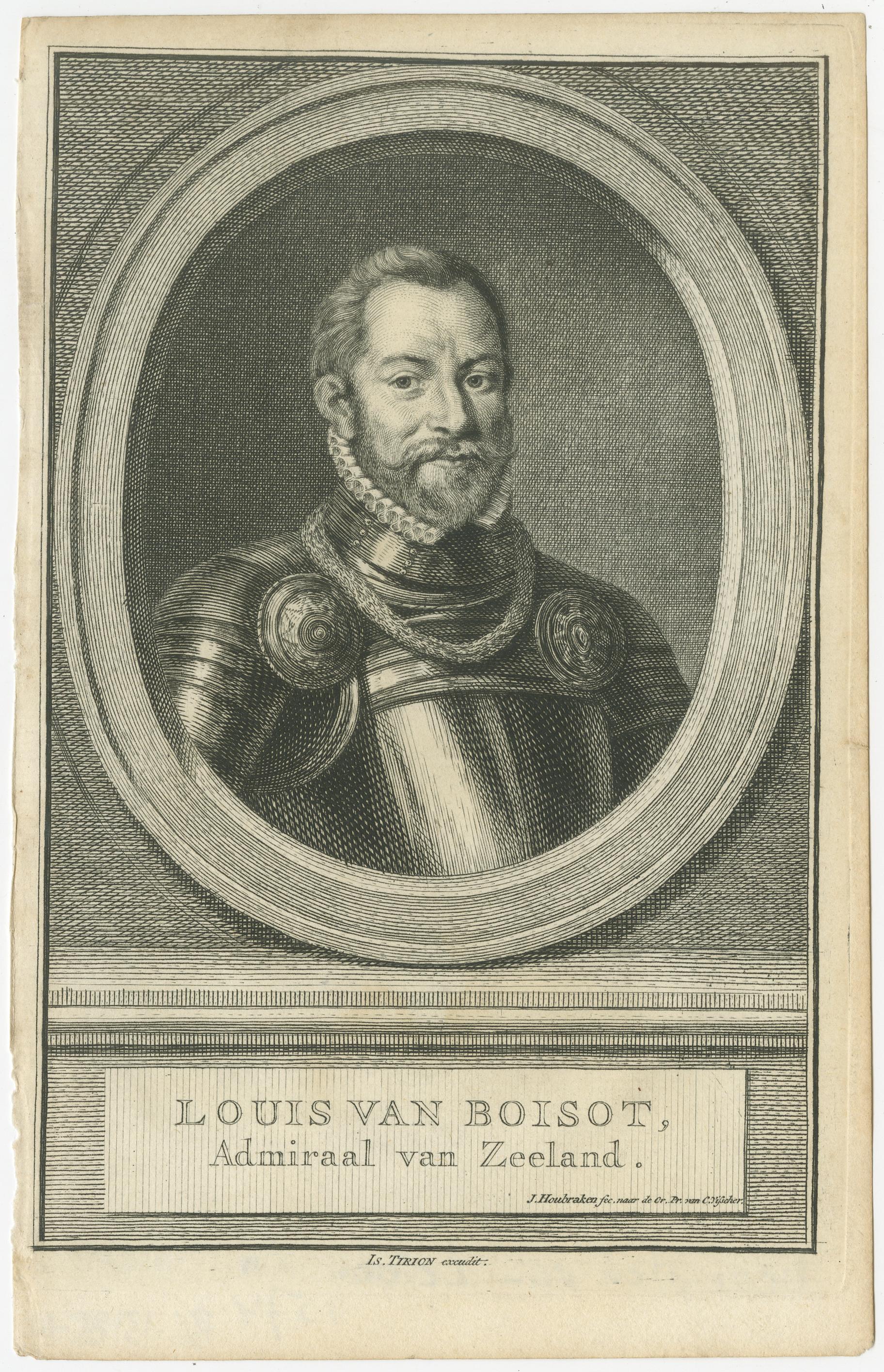 Dutch Admirals of Zeeland – Jan Evertse, Kornelis Evertse, and Louis van Boisot, c.1774

A finely engraved set of three 18th-century copperplate portraits depicting prominent naval commanders from the province of Zeeland in the Dutch Republic, each