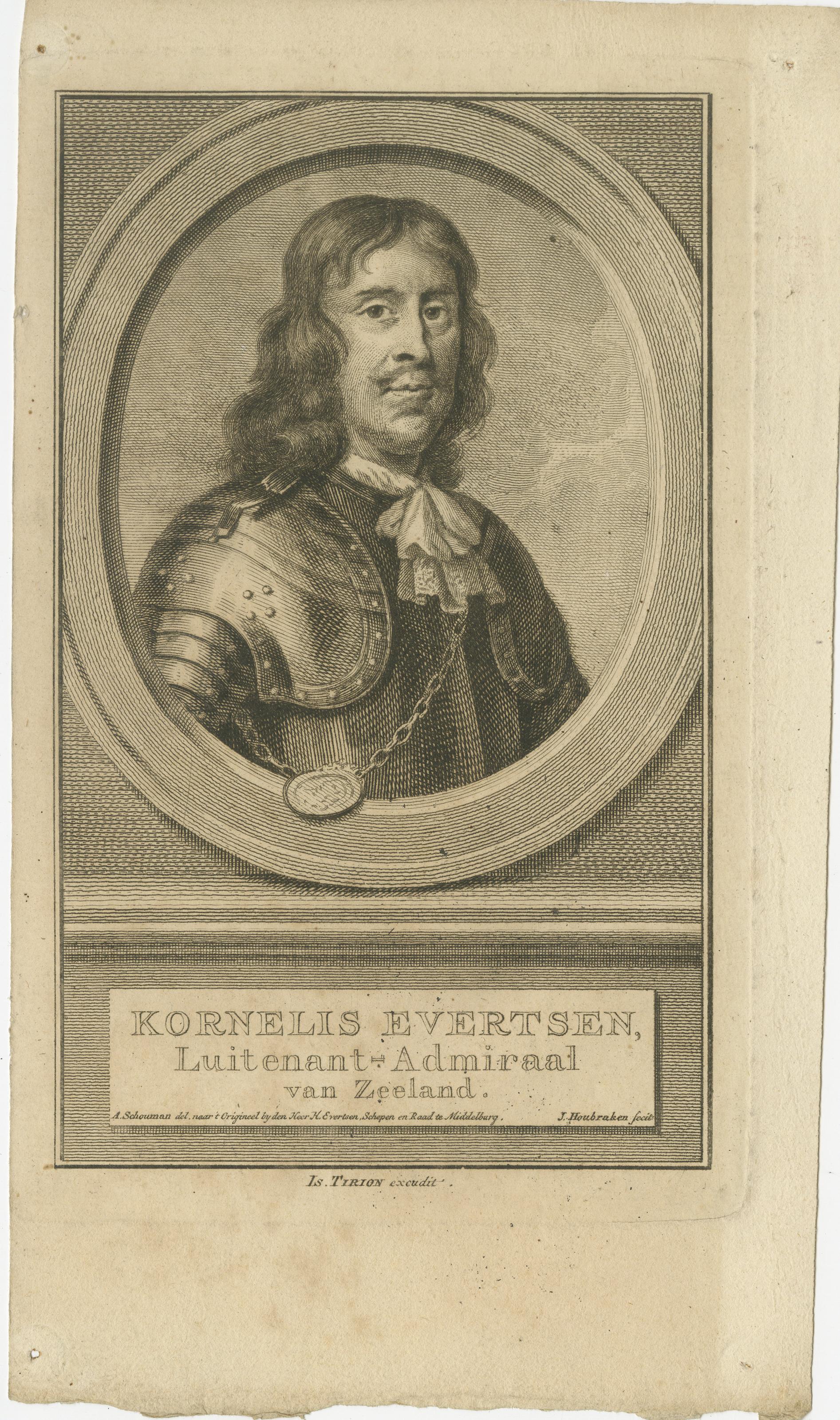 Engraved Dutch Admirals of Zeeland – Jan & Kornelis Evertse and Louis van Boisot, ca.1774 For Sale
